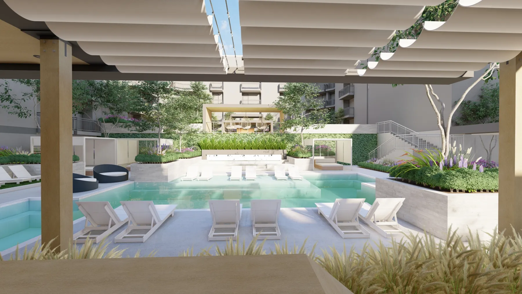 10th + Elm, pool courtyard (concept rendering)