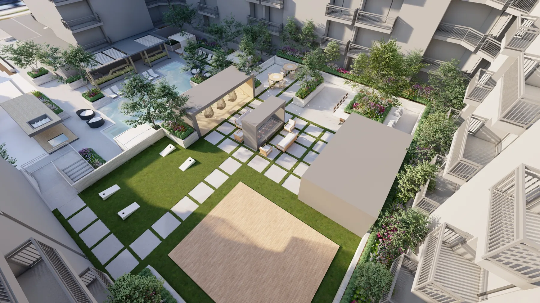 10th + Elm, podium courtyard (concept rendering)