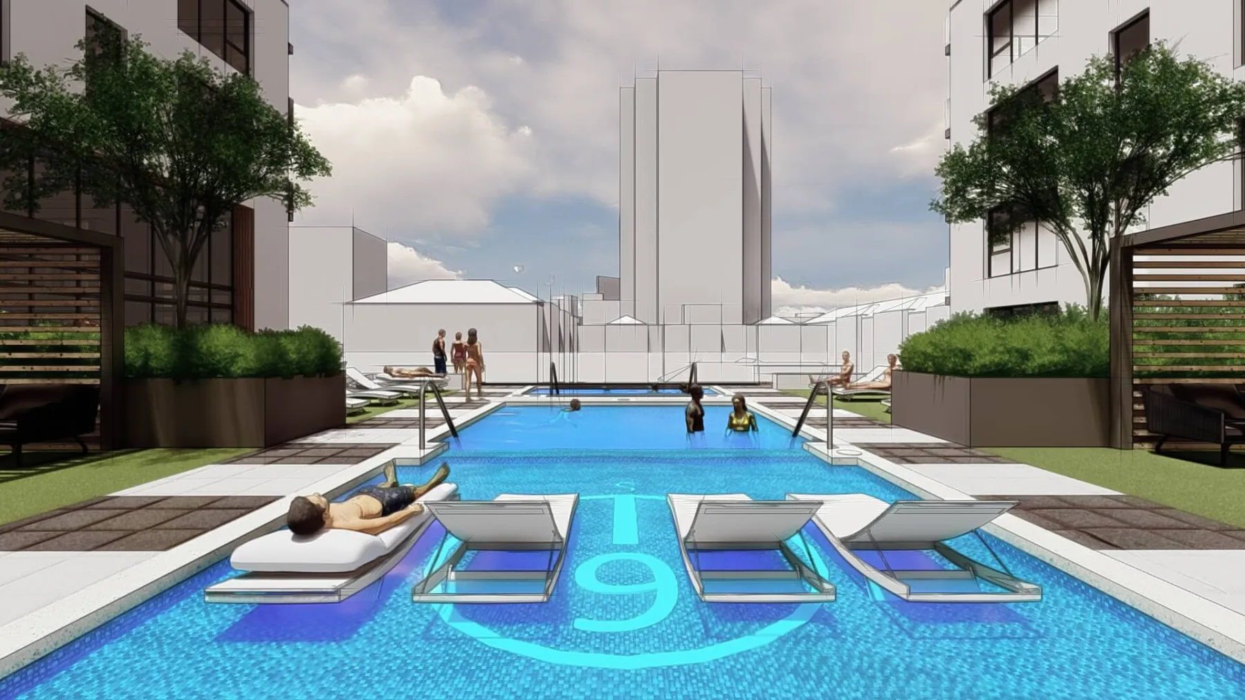 6th + Main, pool (concept rendering)