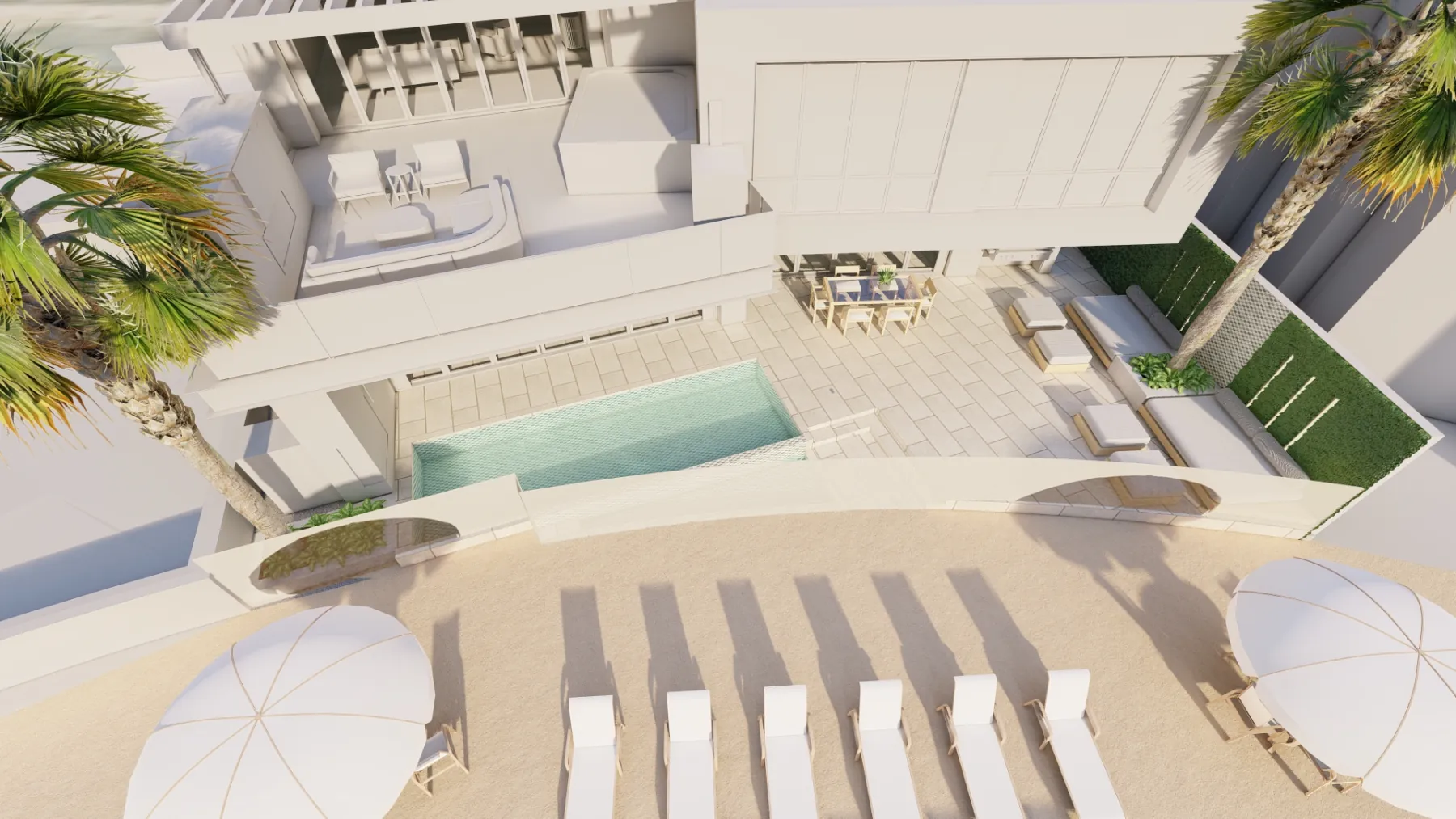 Akoya Pearl, pool terrace from above (concept rendering)
