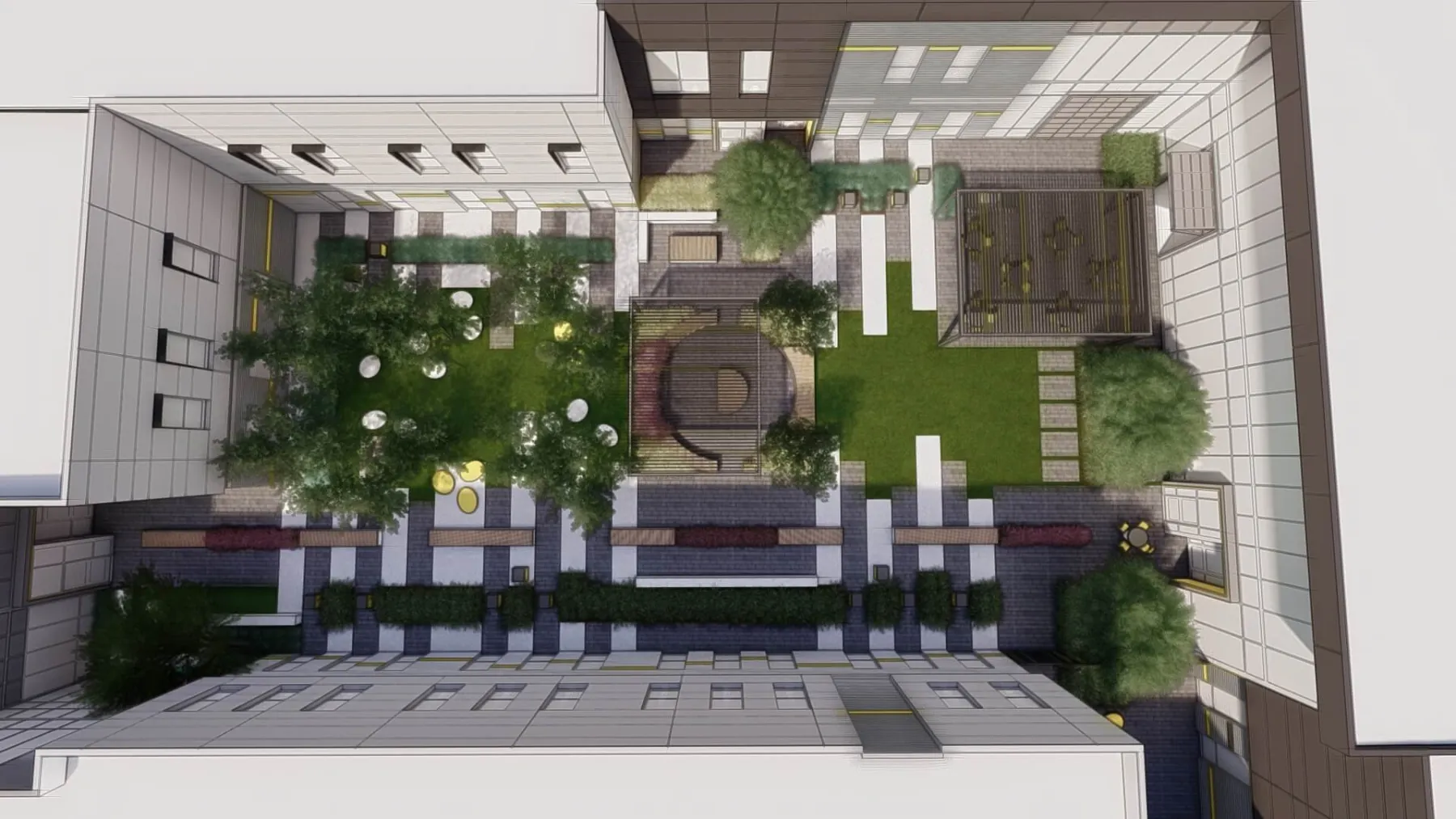 CTE High School Courtyard, bird’s eye view (concept rendering)