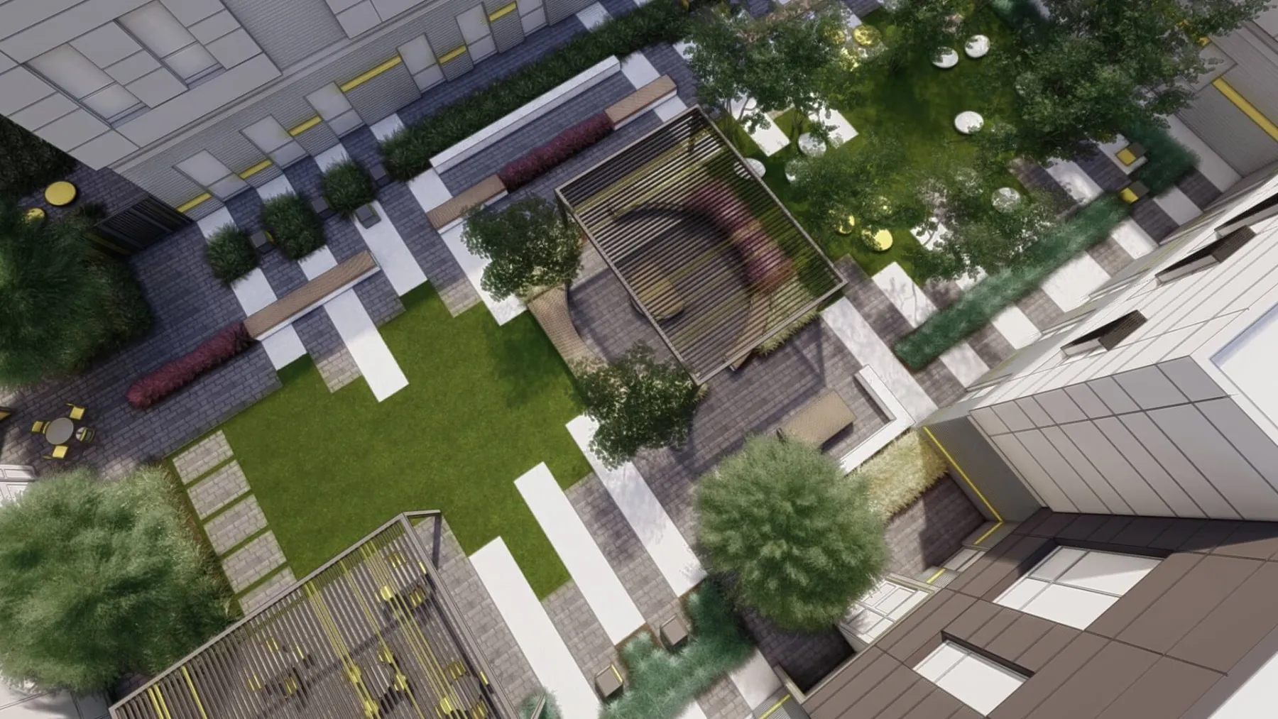 CTE High School Courtyard, bird’s eye view (concept rendering)