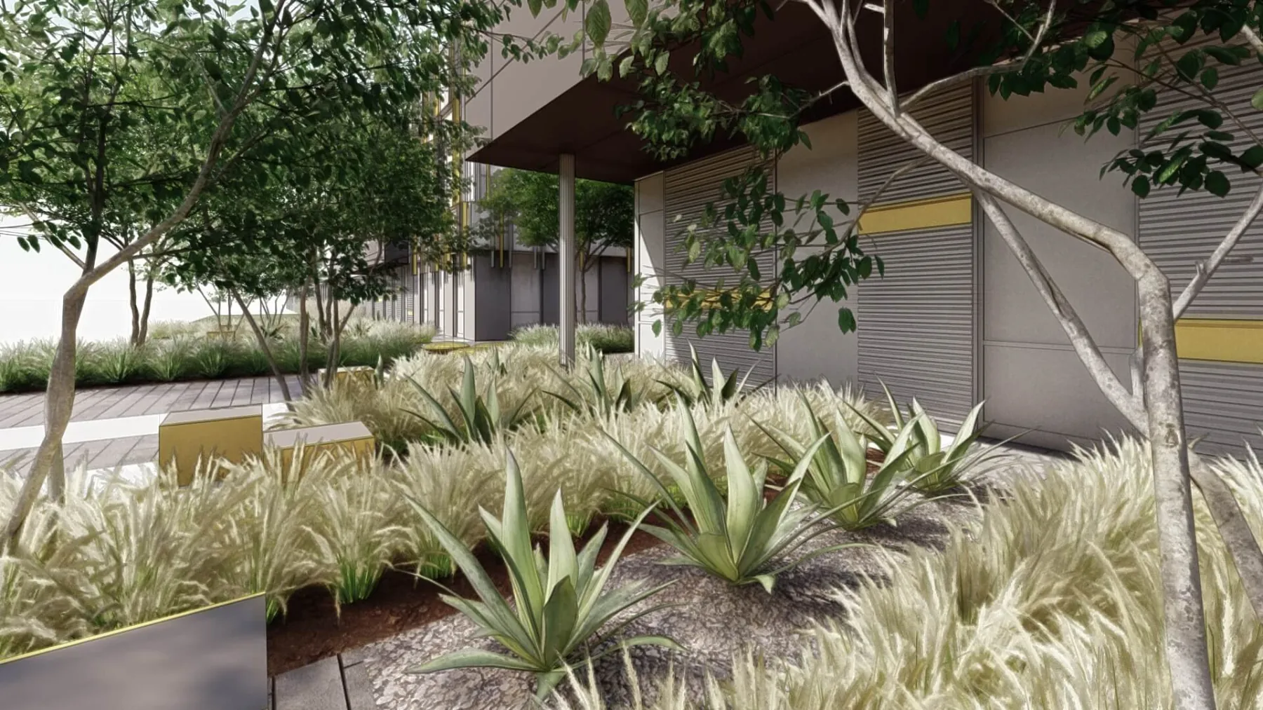 CTE High School Courtyard, courtyard entry (concept rendering)