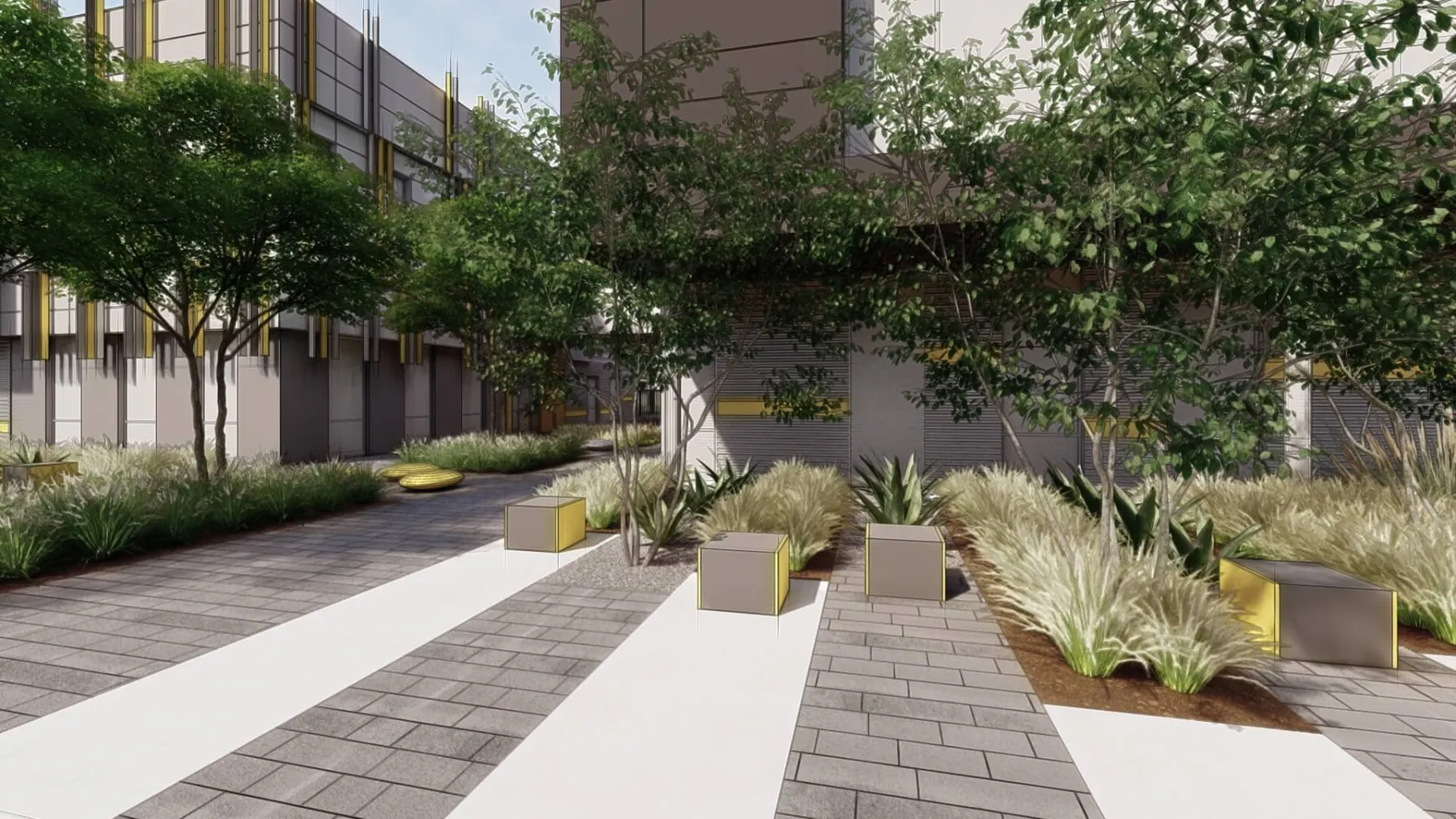 CTE High School Courtyard, courtyard entry (concept rendering)