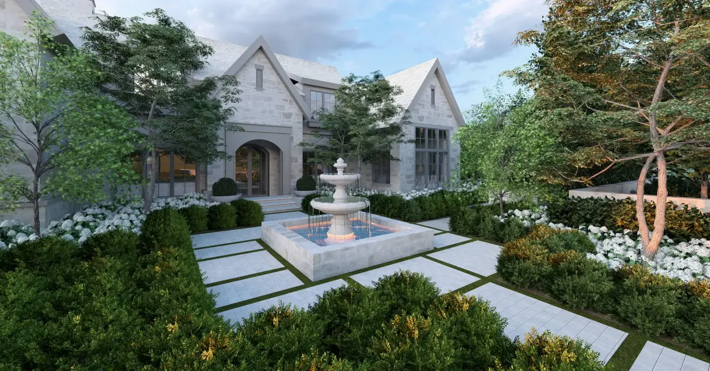 Draper Residence, concept rendering of a luxury home landscape in Draper