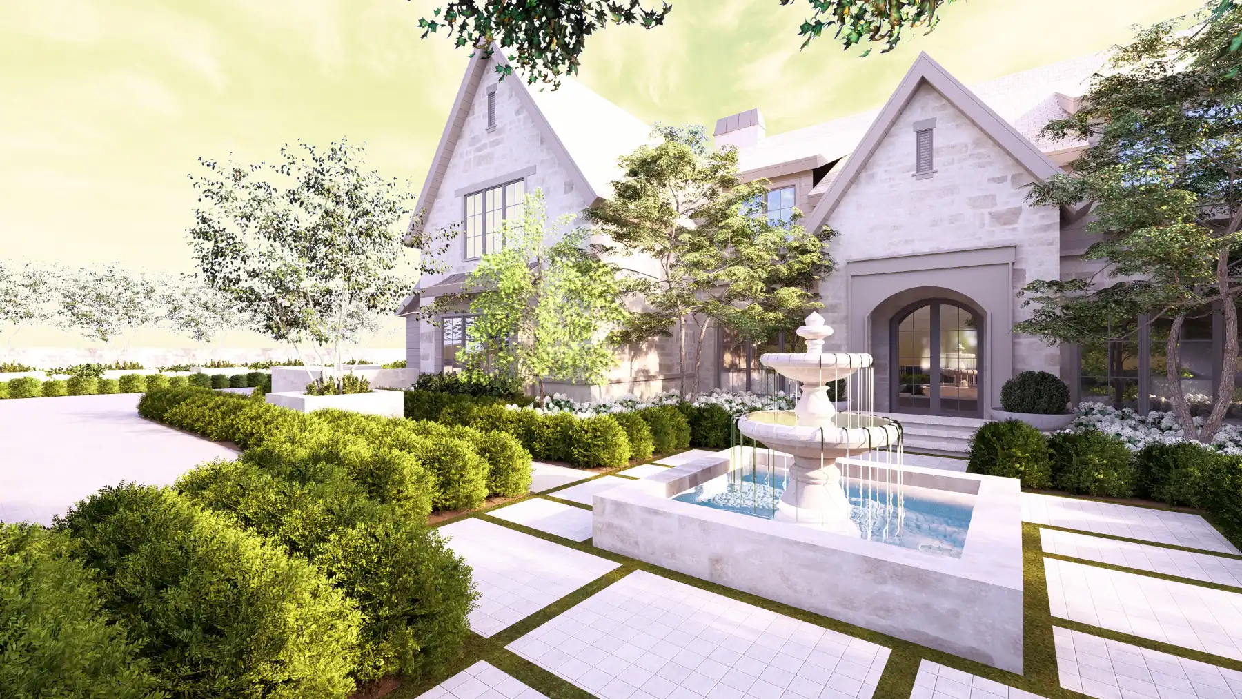 Draper Residence, arrival court (concept rendering)