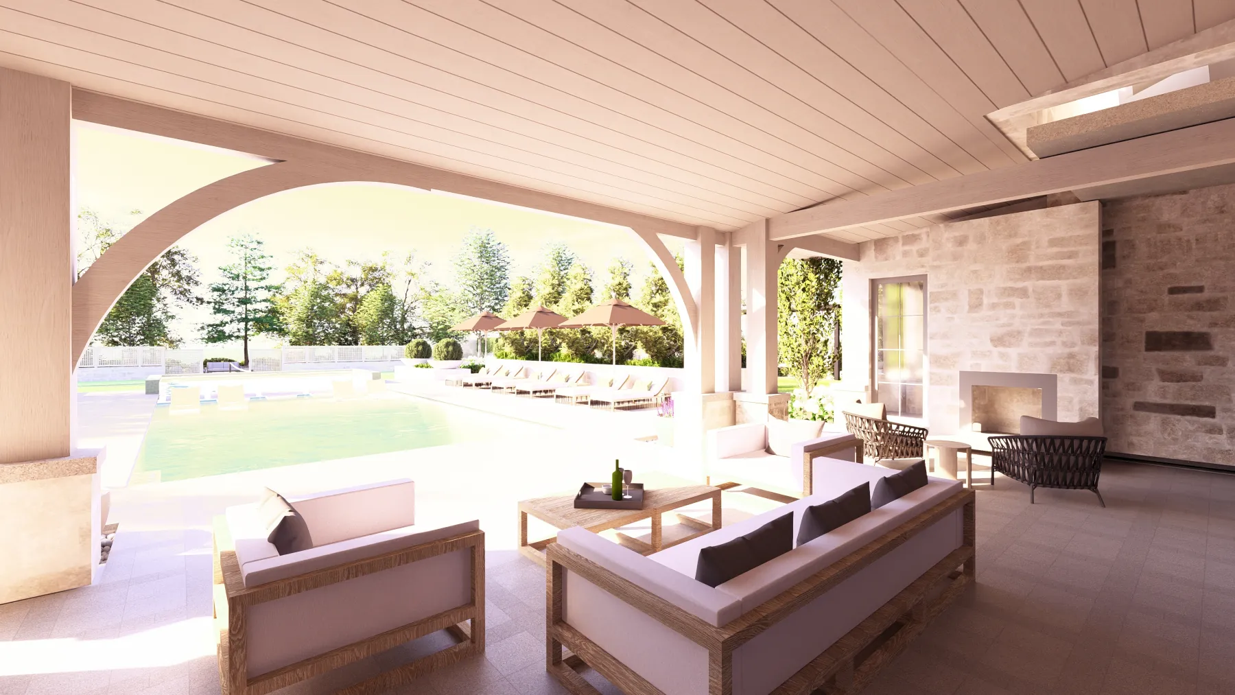 Draper Residence, covered lounge (concept rendering)
