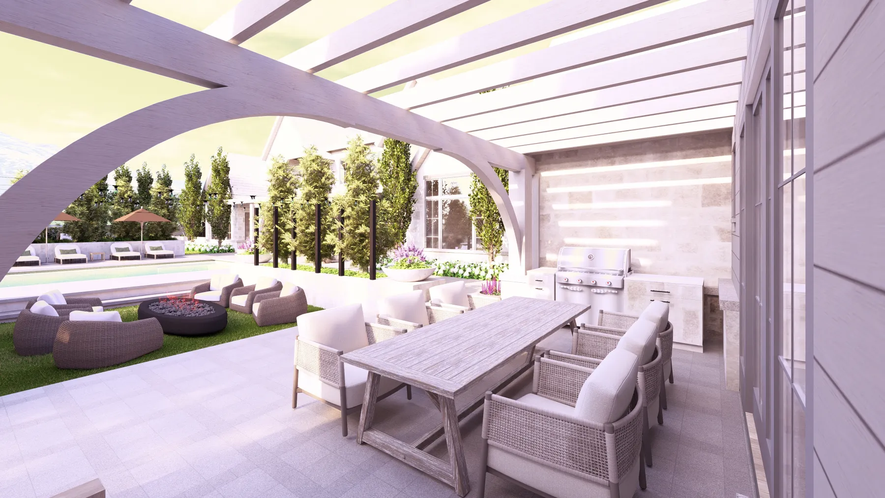Draper Residence, outdoor kitchen (concept rendering)