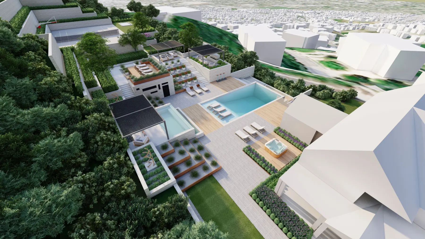 Highland Oaks, bird’s eye view (concept rendering)