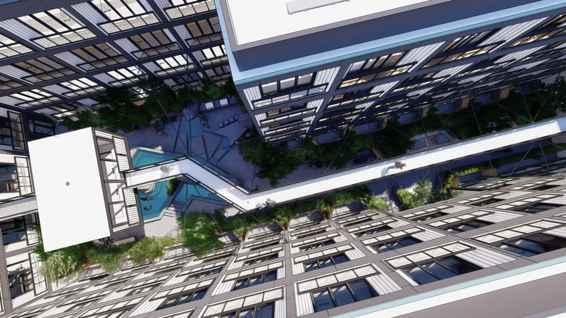 Kozo House, podium level amenity deck (concept rendering)