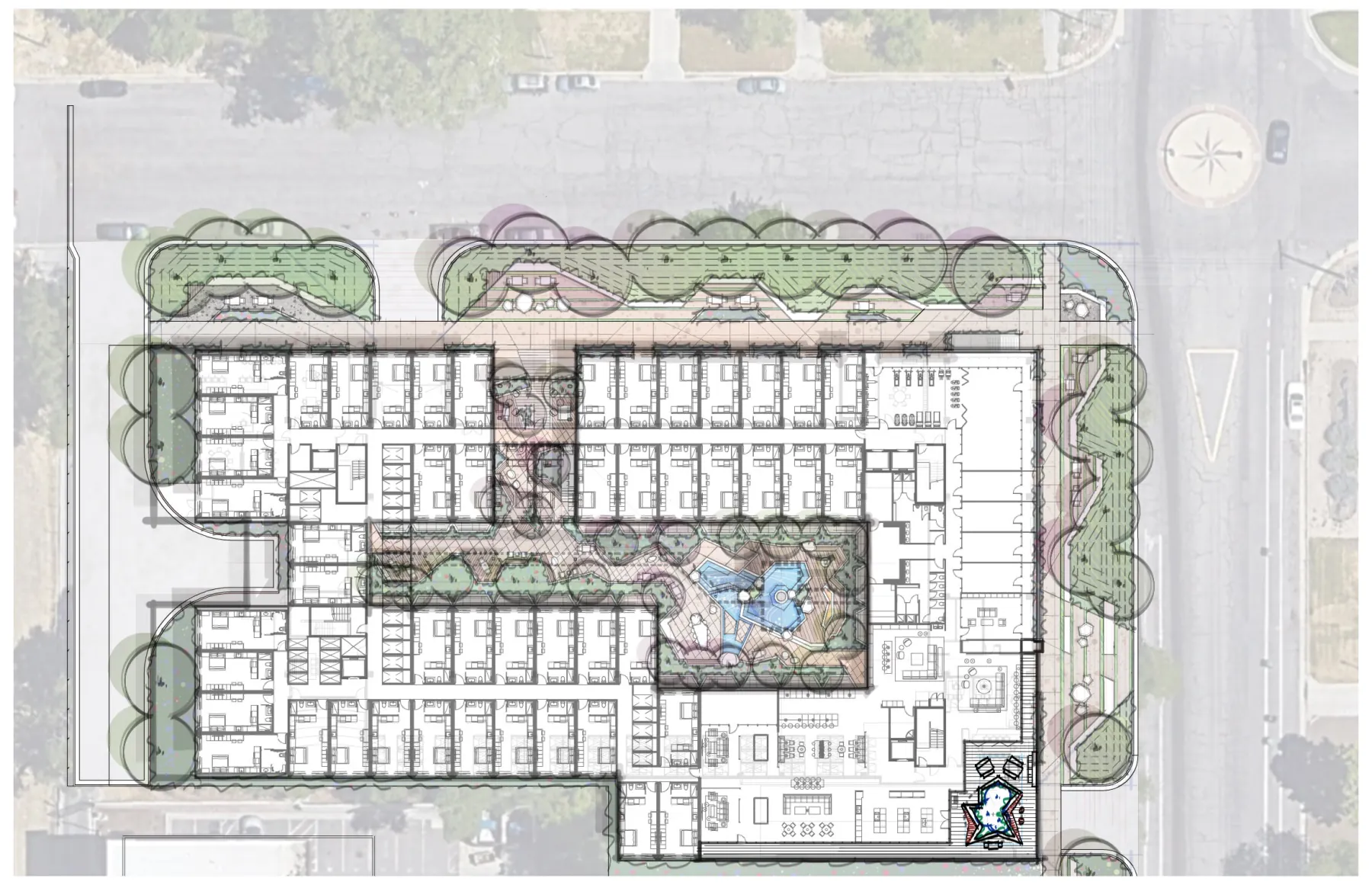 Kozo House, tree court study (concept sketch)