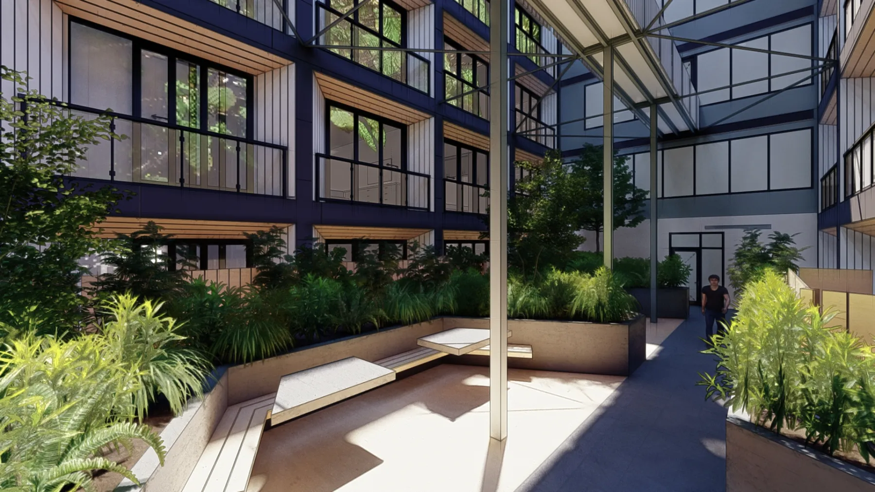 Kozo House, podium garden (concept rendering)