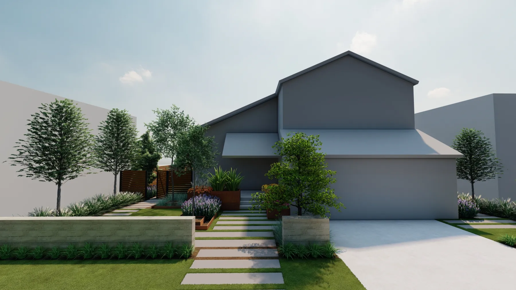 Lake Haus, front yard (concept rendering)