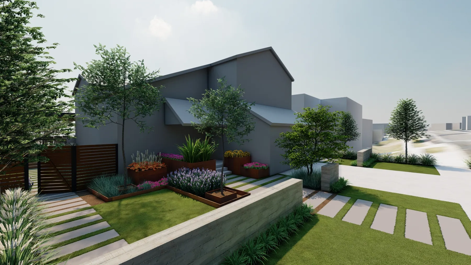 Lake Haus, front yard (concept rendering)