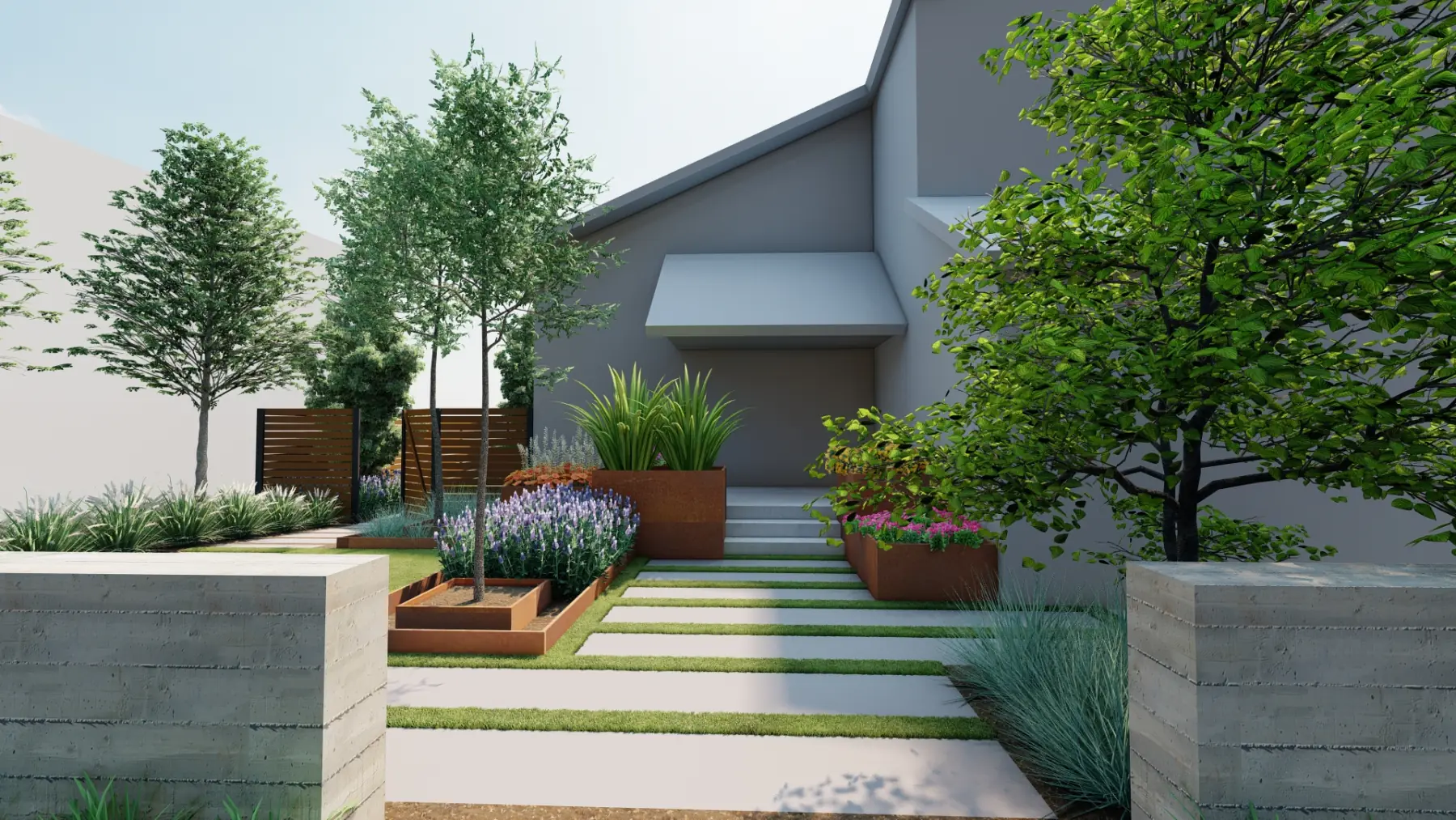 Lake Haus, front yard (concept rendering)