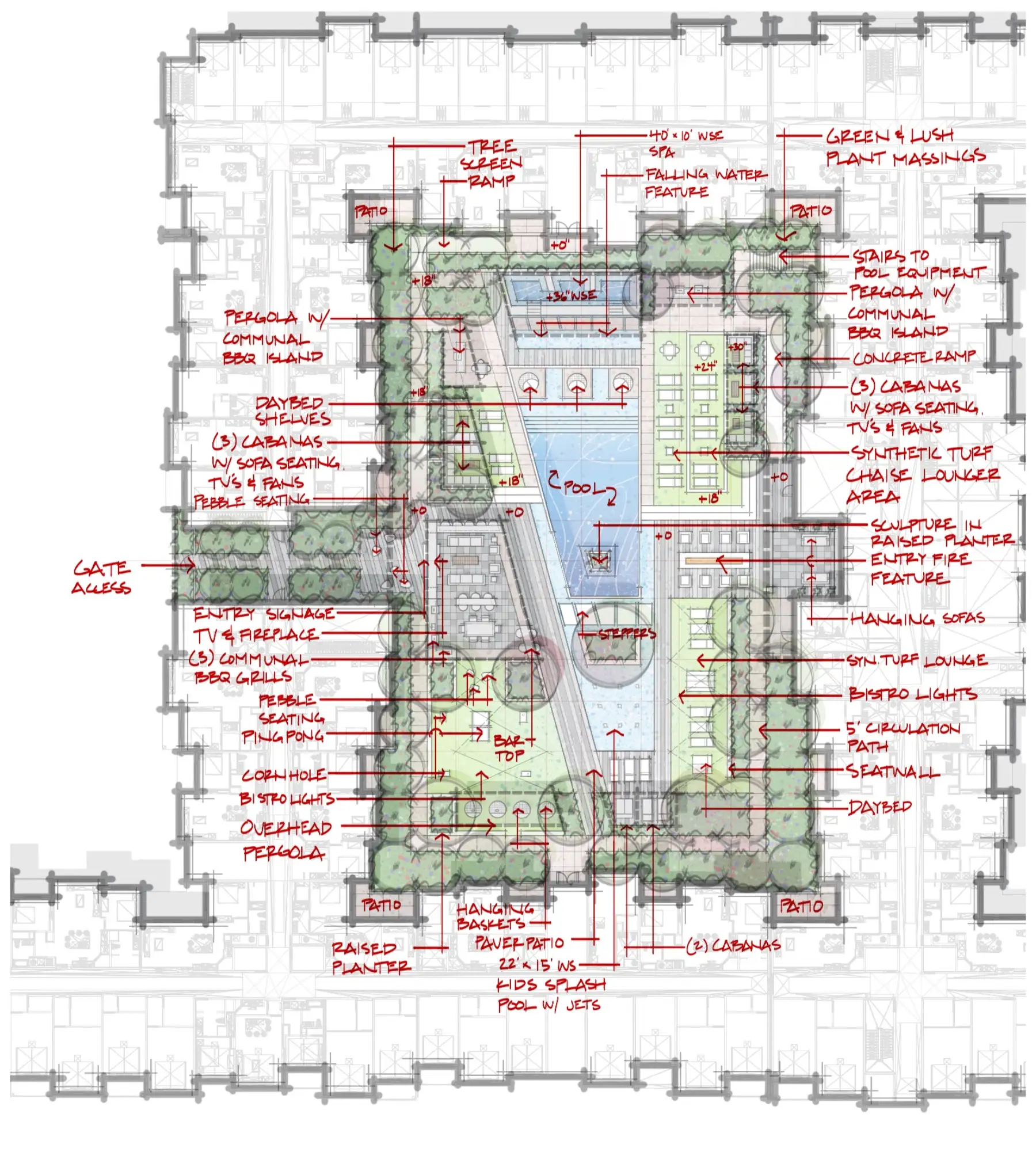 Montage, plan with notes (concept sketch)