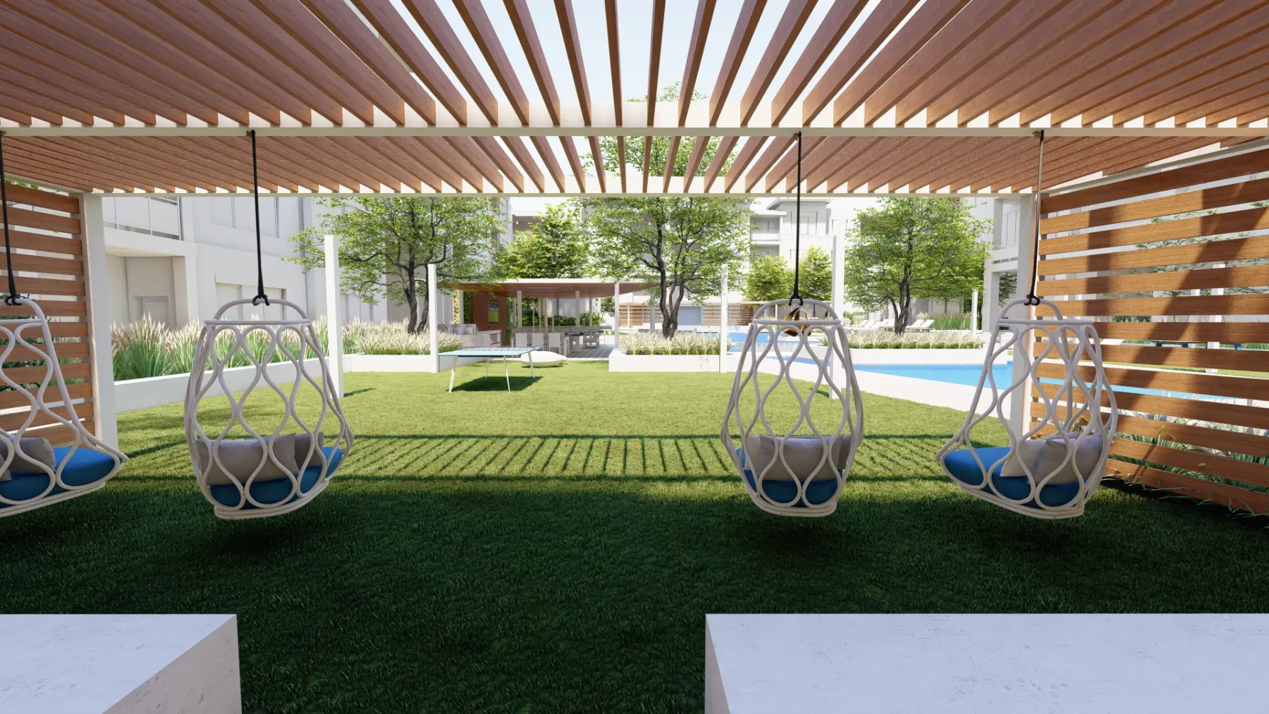 Montage, hanging chairs (concept rendering)