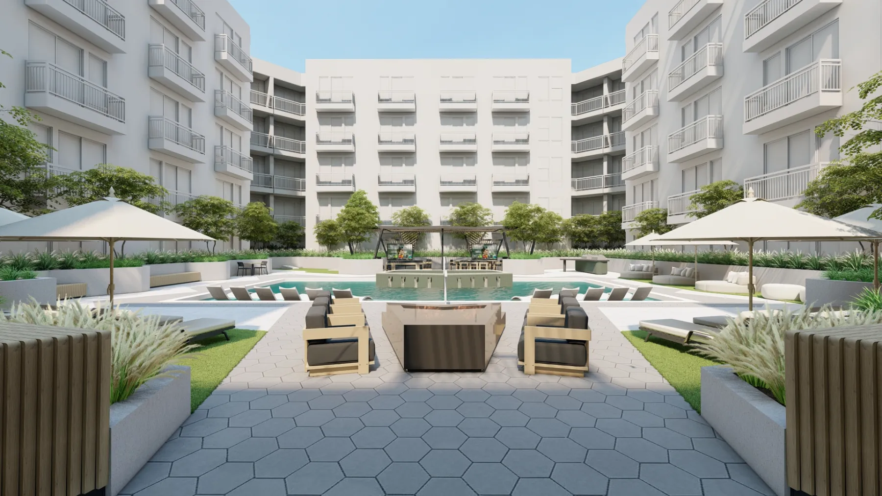 North Temple, pool courtyard (concept rendering)