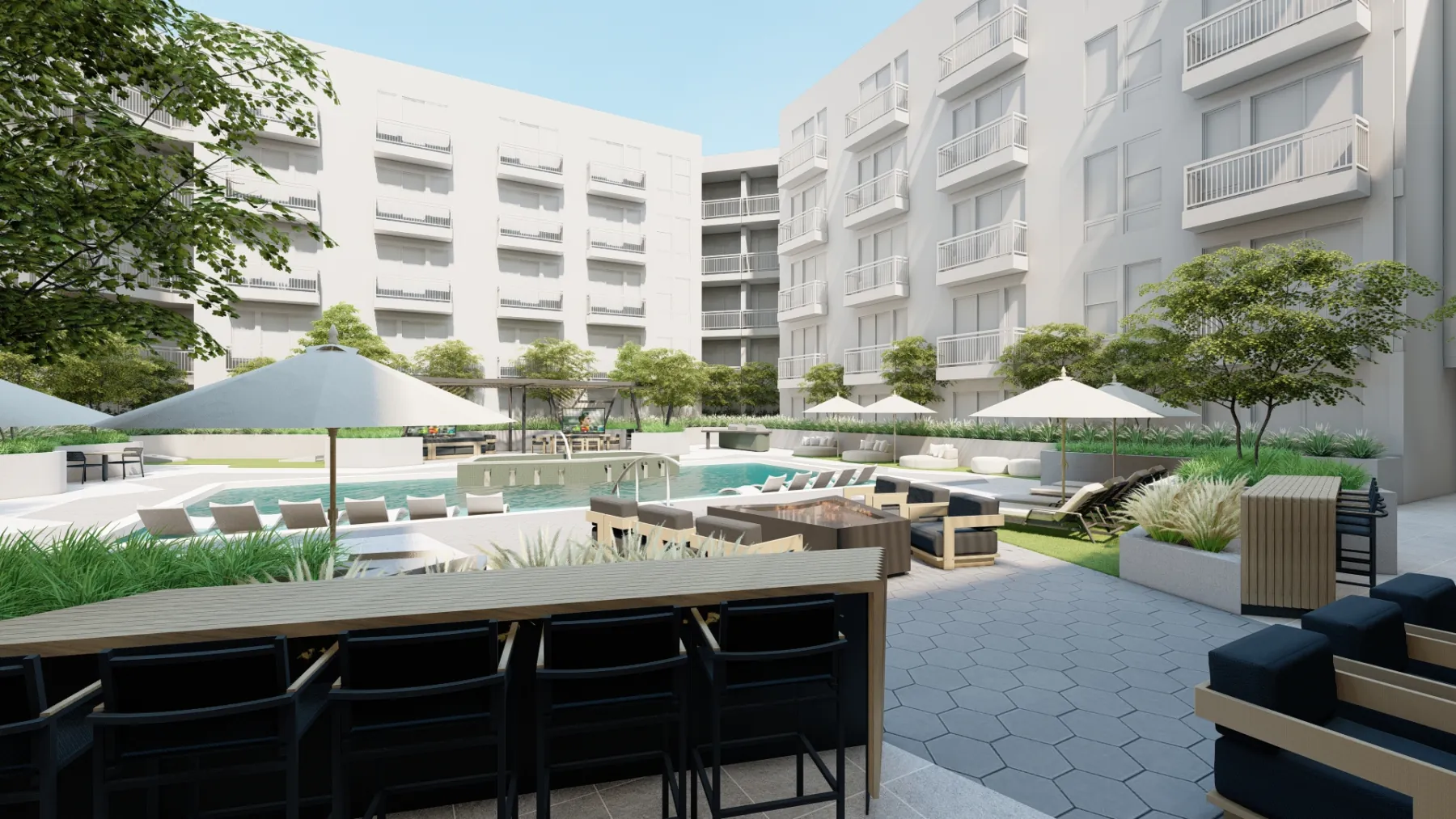 North Temple, pool courtyard (concept rendering)