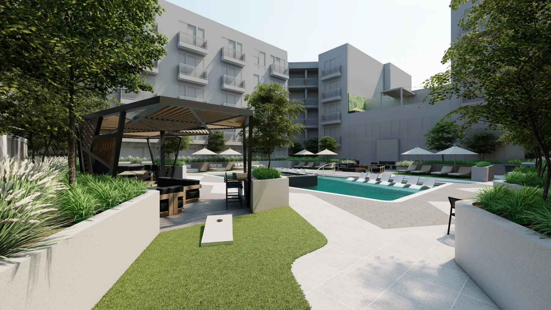 North Temple, pool courtyard (concept rendering)