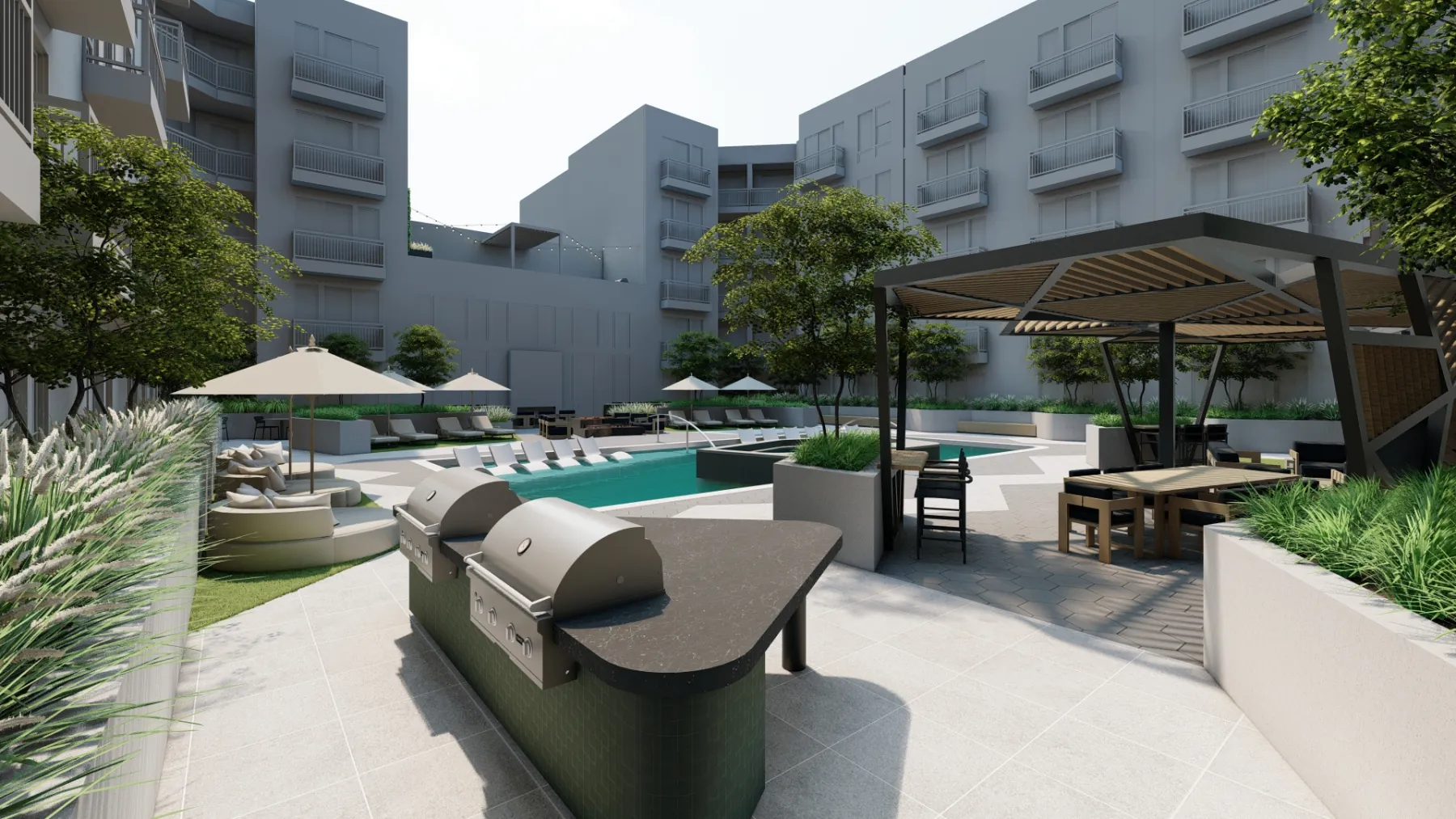 North Temple, pool courtyard (concept rendering)