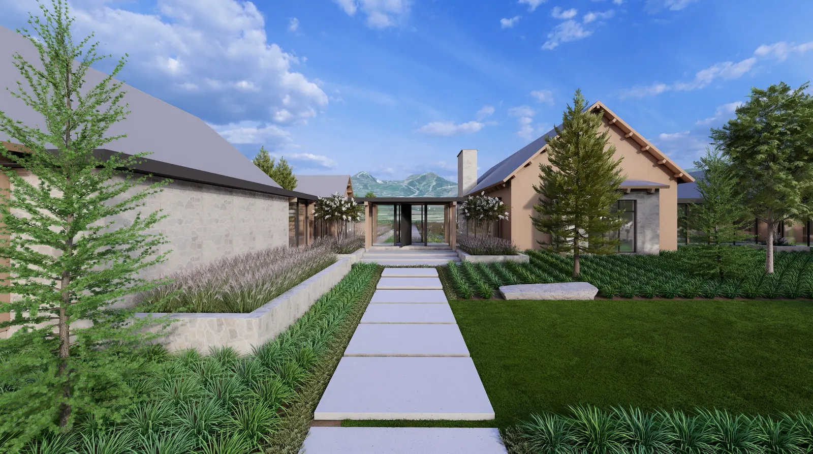 Park City Residence, concept rendering of a luxury home landscape in Park City