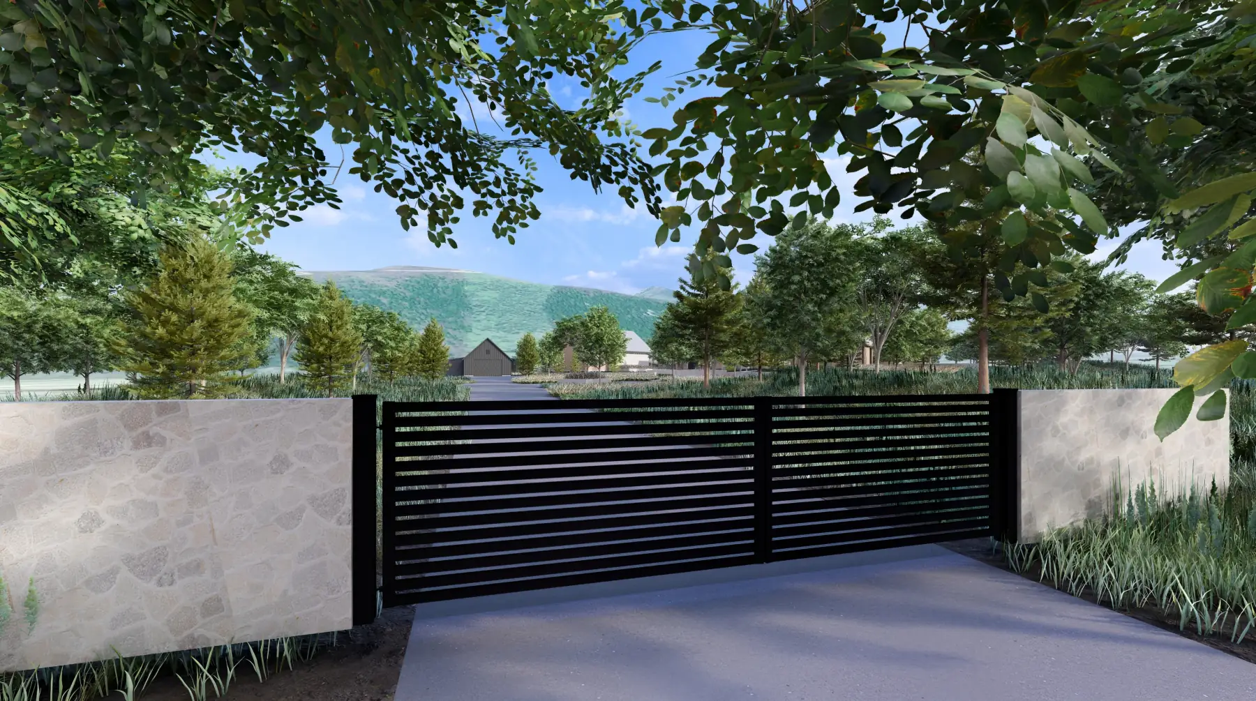 Park City Residence, entry gate (concept rendering)