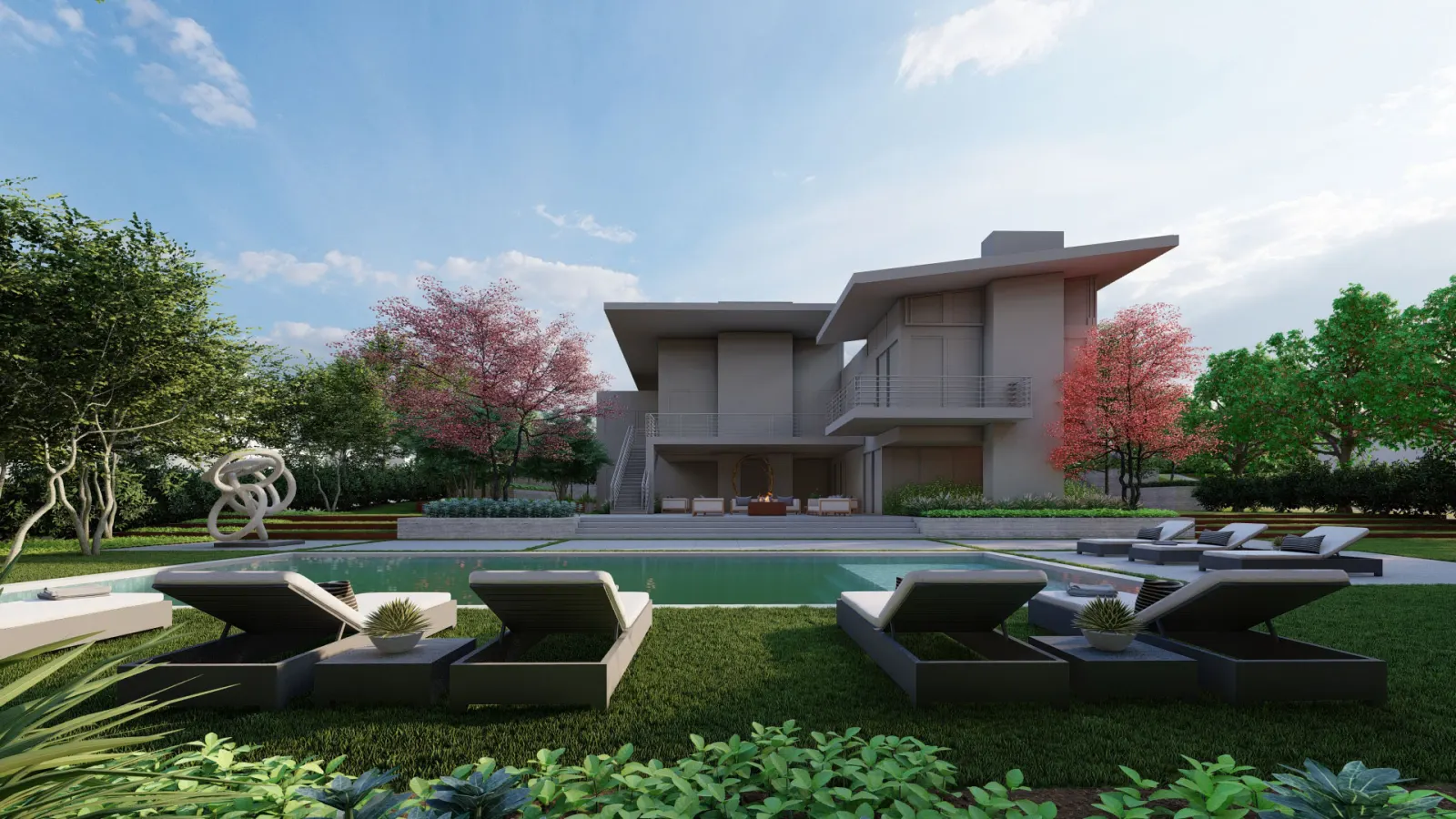 Pine Creek, concept rendering of a luxury home landscape in Cottonwood Heights