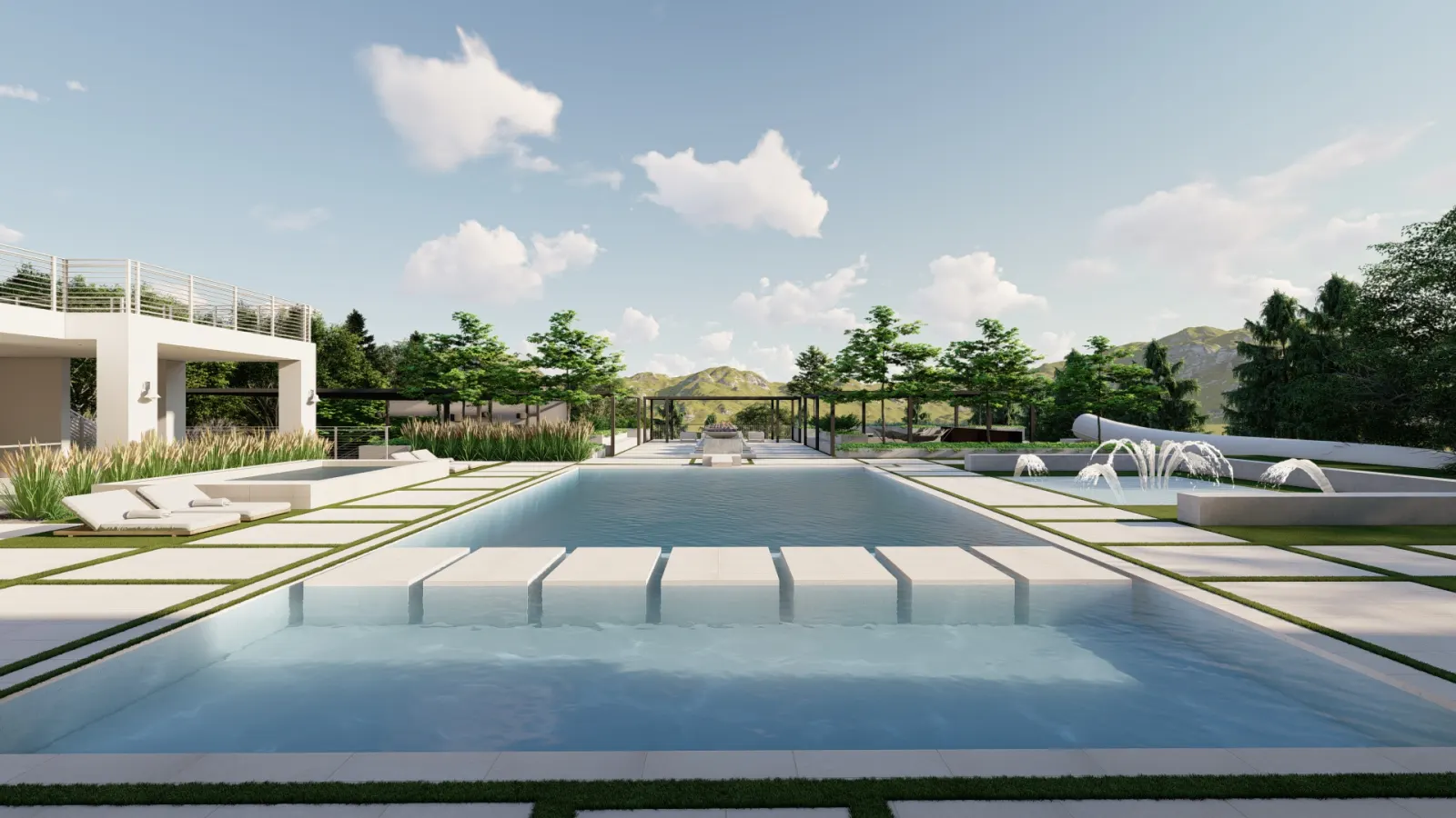 Quail Hollow, concept rendering of a luxury home landscape in Alpine