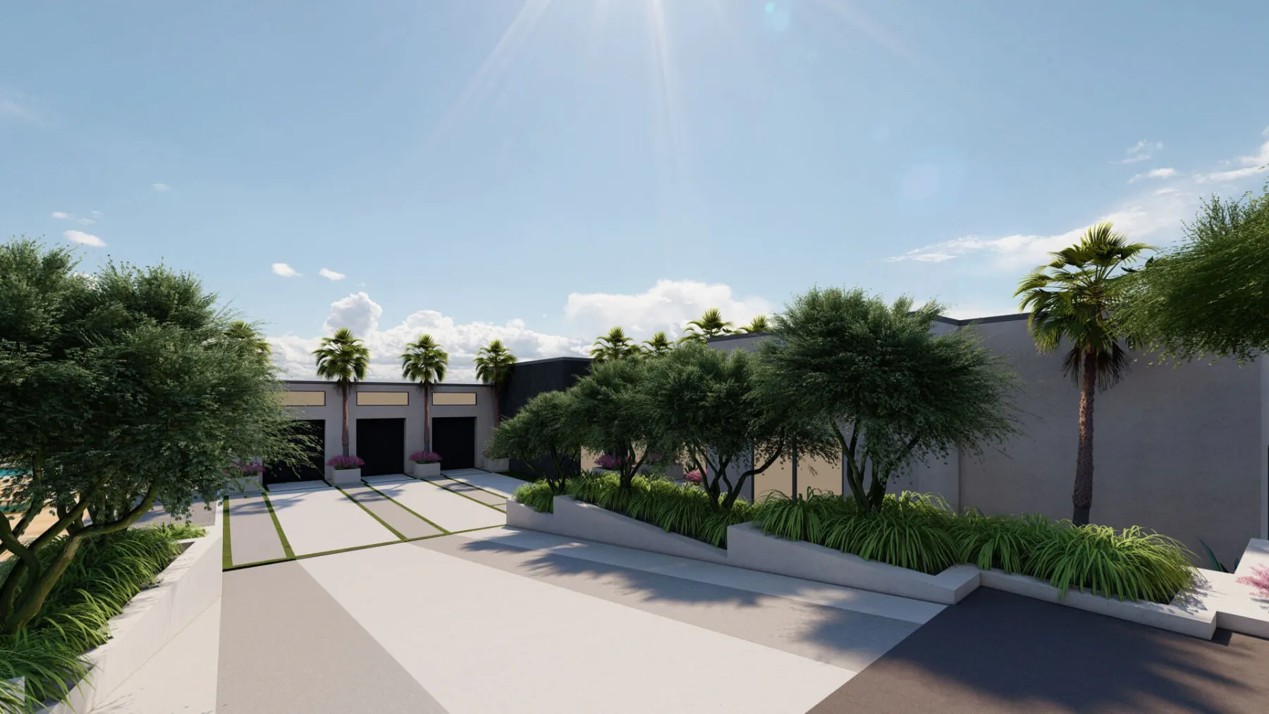 Setting Sun, driveway (concept rendering)