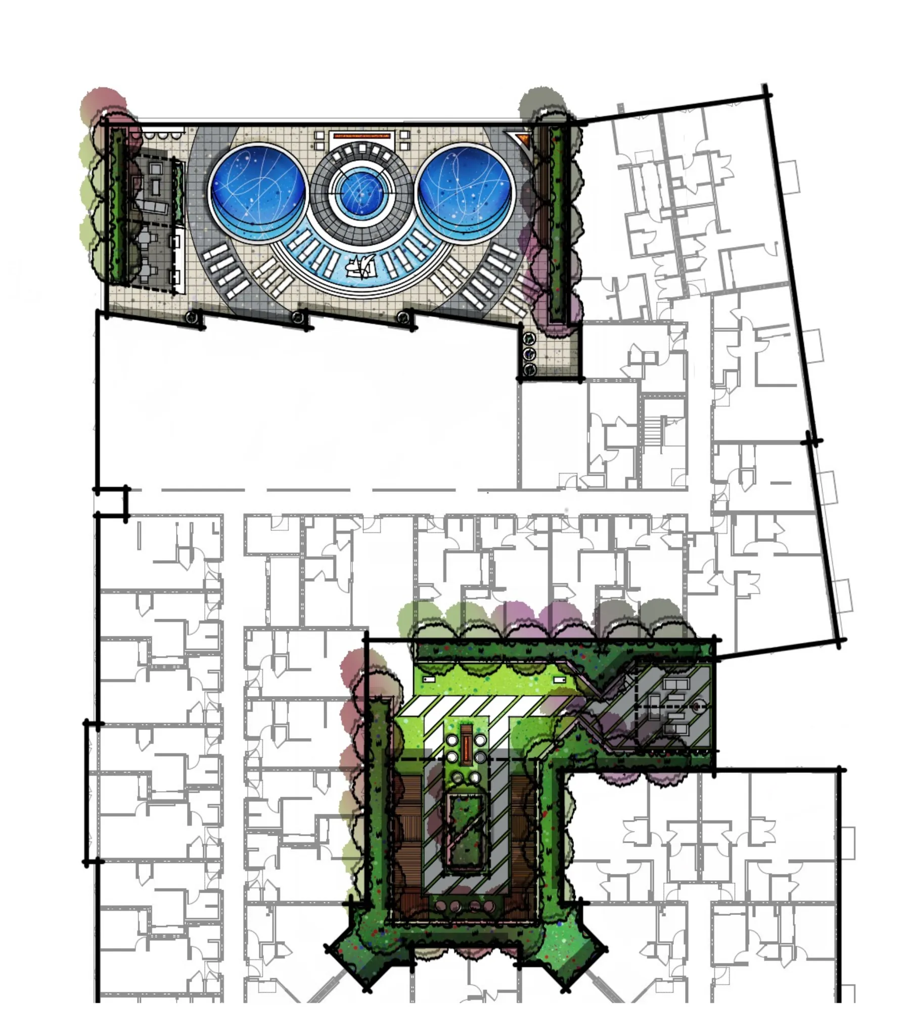 Silos, pool option, round (concept sketch)