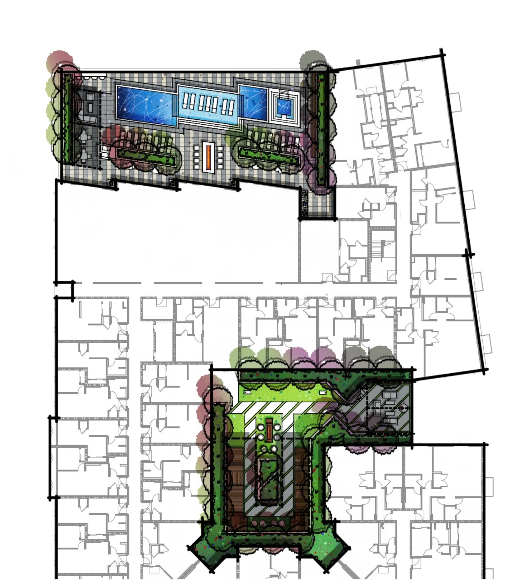 Silos, pool option, angled (concept sketch)