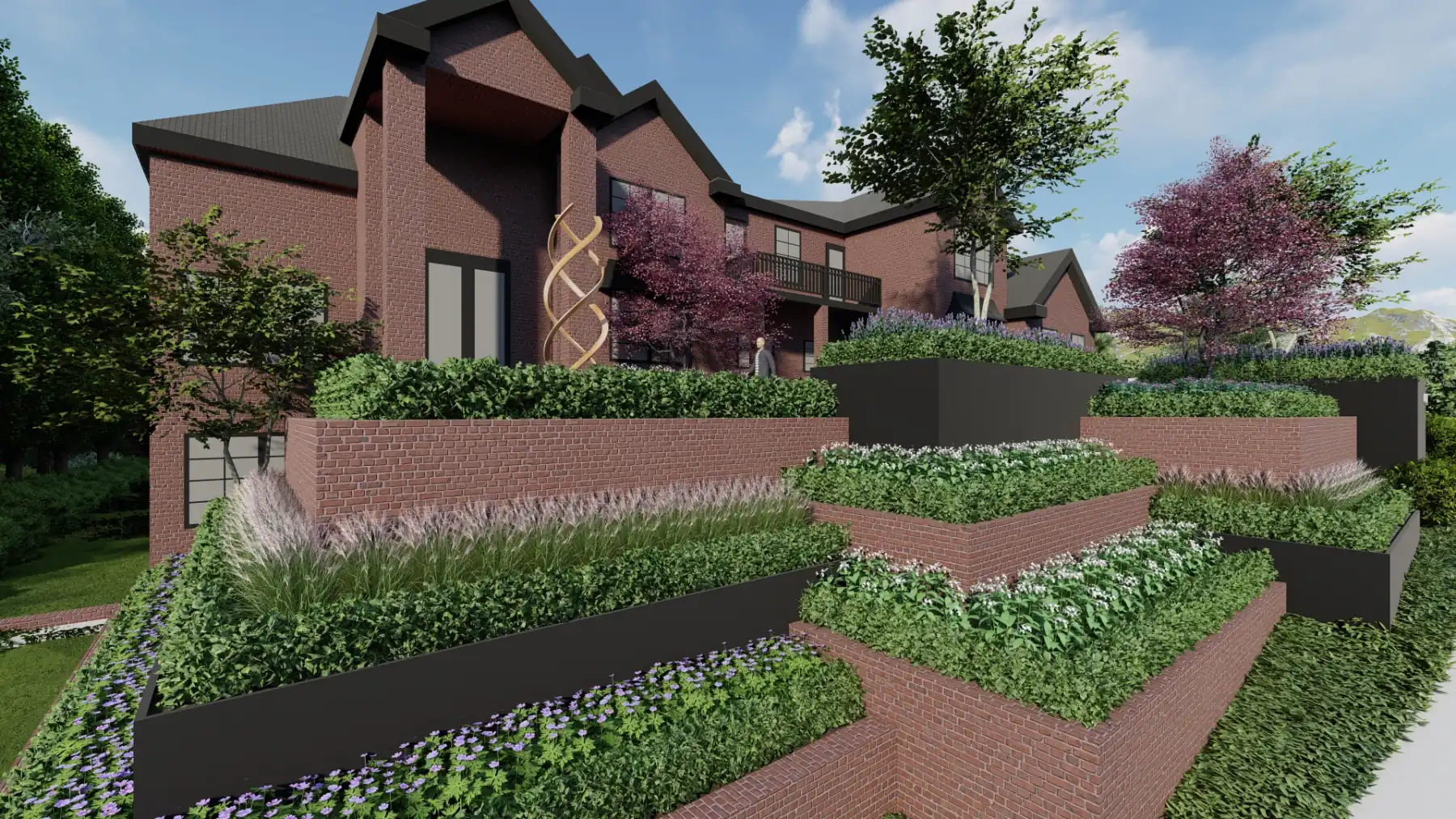 Summermeadow, terraced walls, brick study (concept rendering)