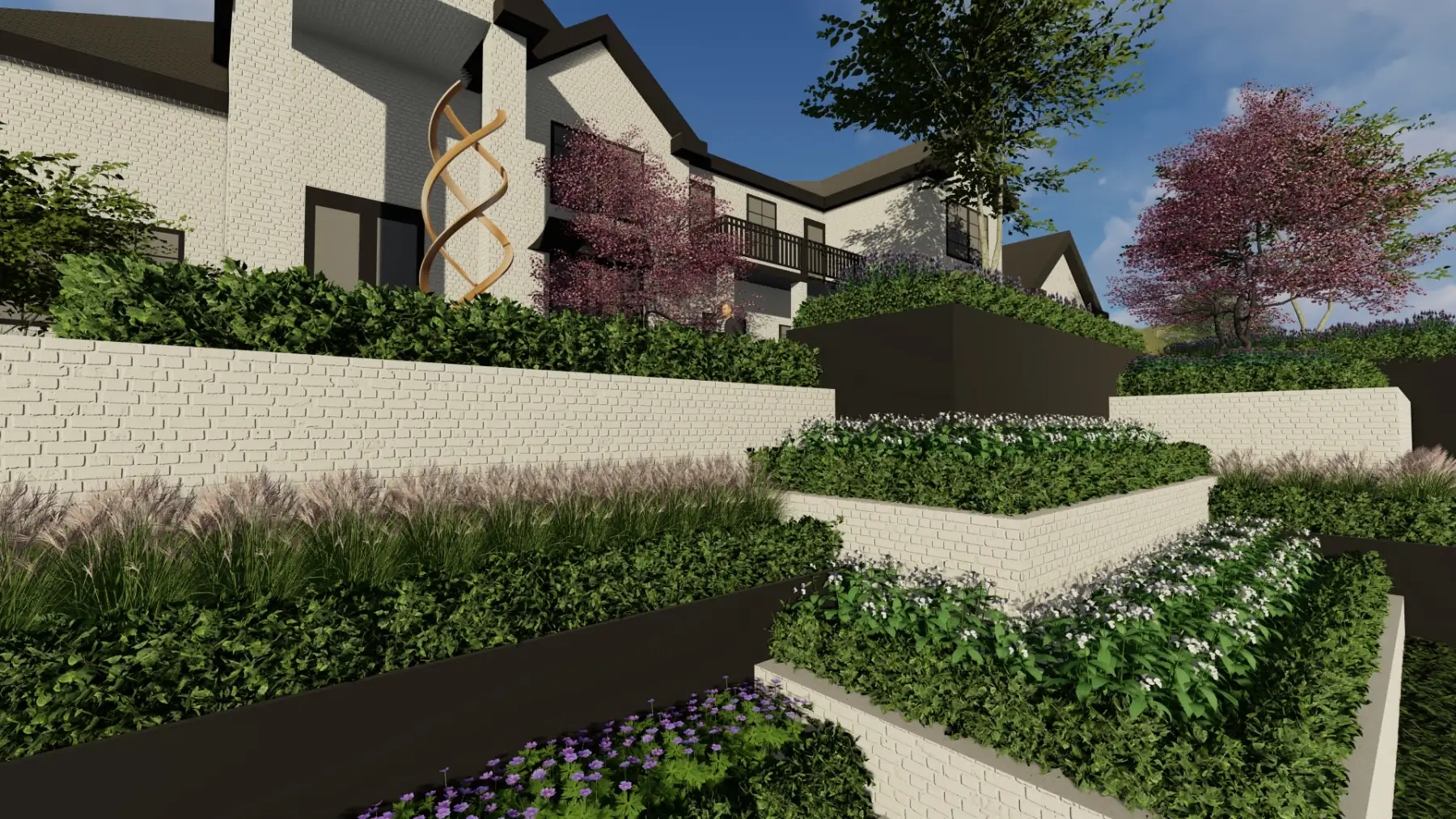 Summermeadow, terraced walls, cream study (concept rendering)