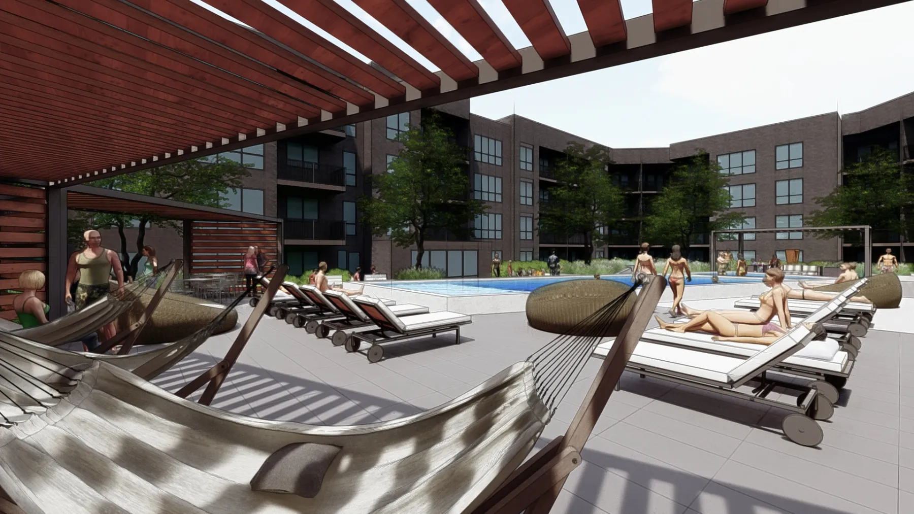 The Citizen, pool deck hammocks (concept rendering)
