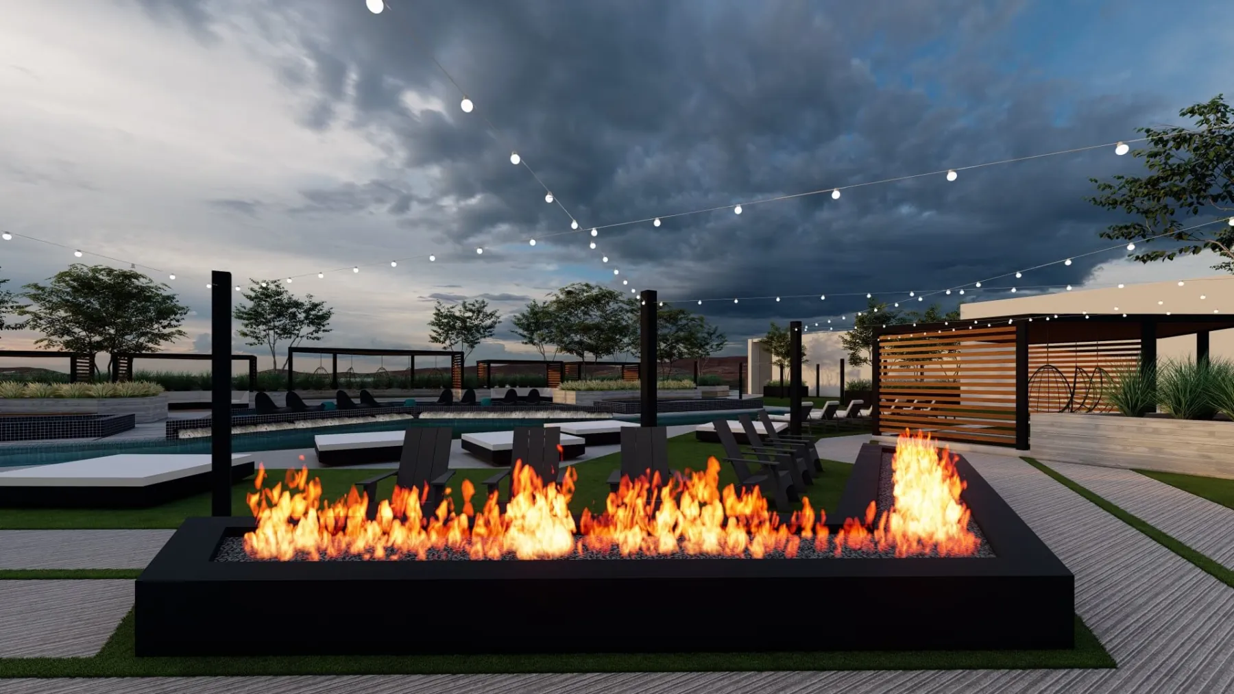 The Standard, rooftop fire lounge (concept rendering)