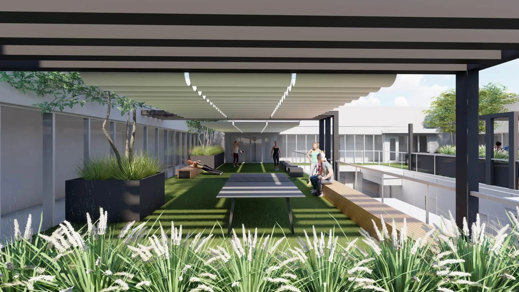 Tradition Pointe, connection to interior gym amenity (concept rendering)