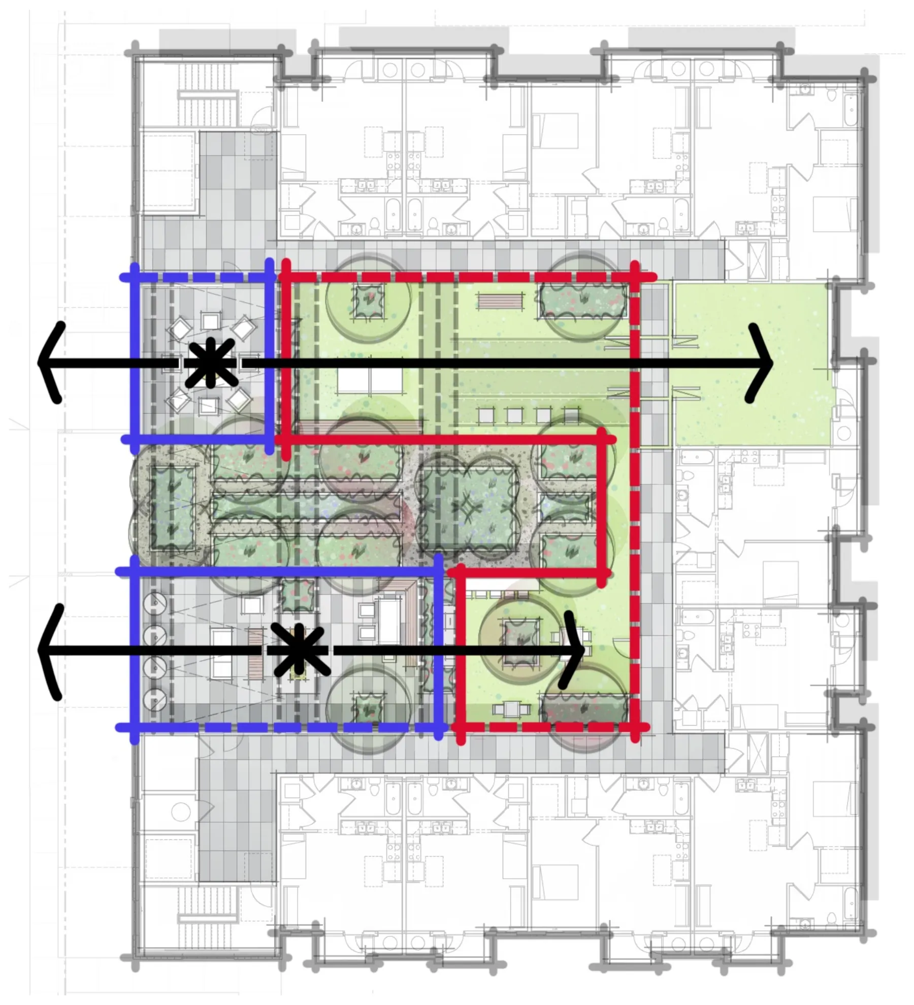 Tradition Pointe, parti over plan (concept sketch)