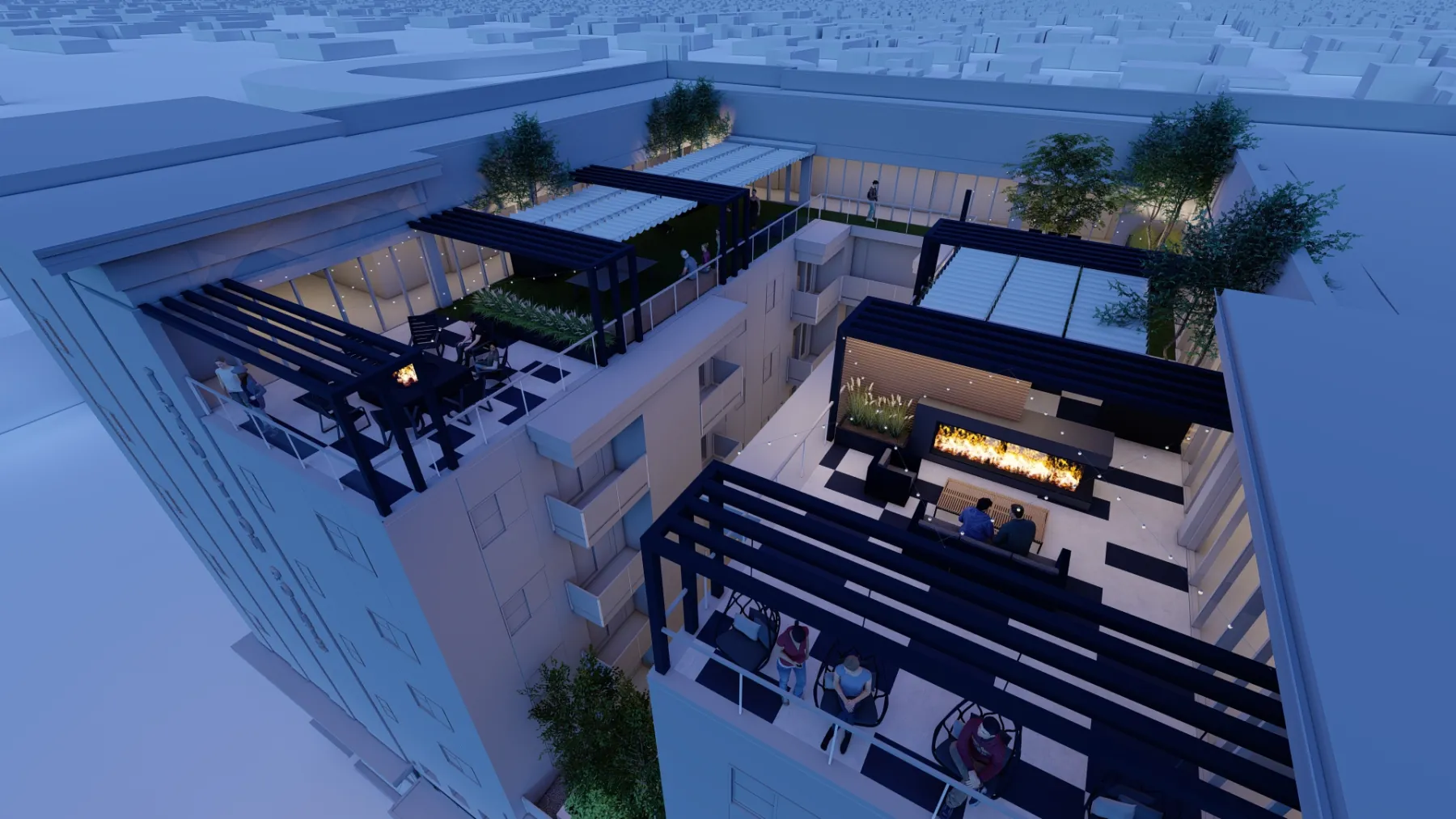 Tradition Pointe, rooftop at dusk (concept rendering)