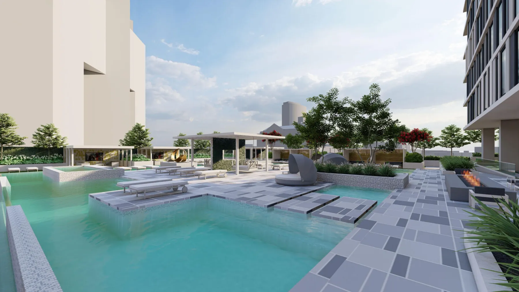 Urban High-Rise, pool island (concept rendering)