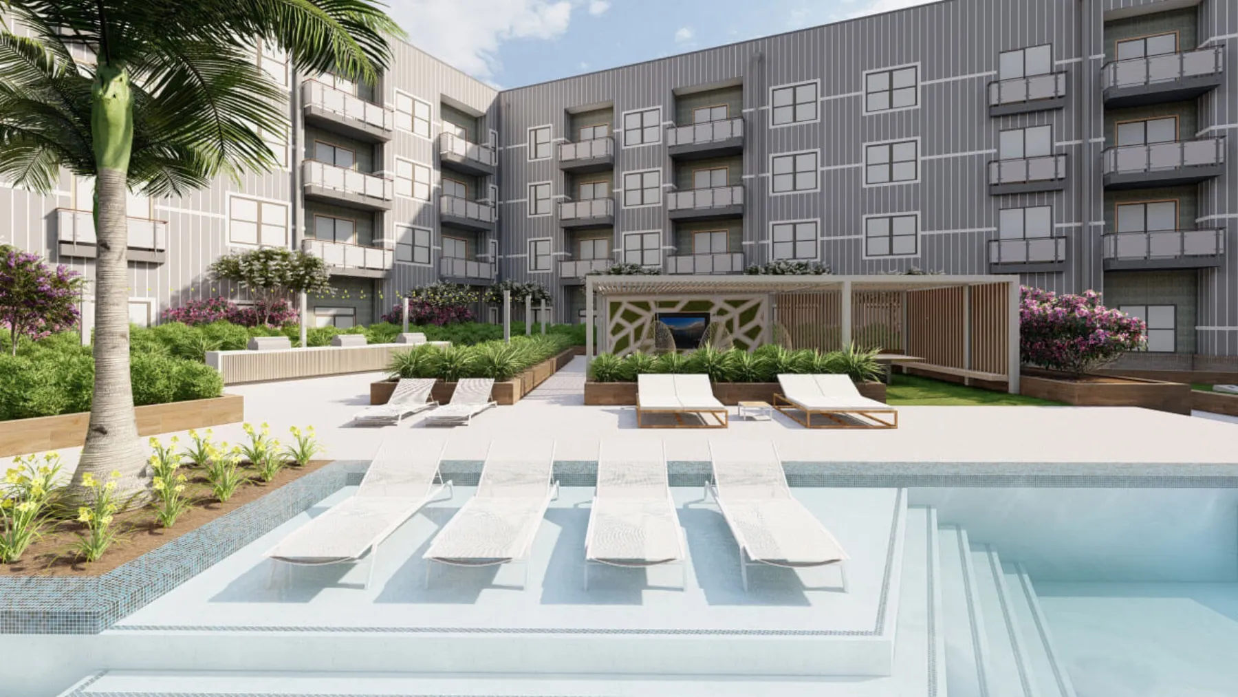 Urban Mixed-Use, pool shelf and tv lounge (concept rendering)