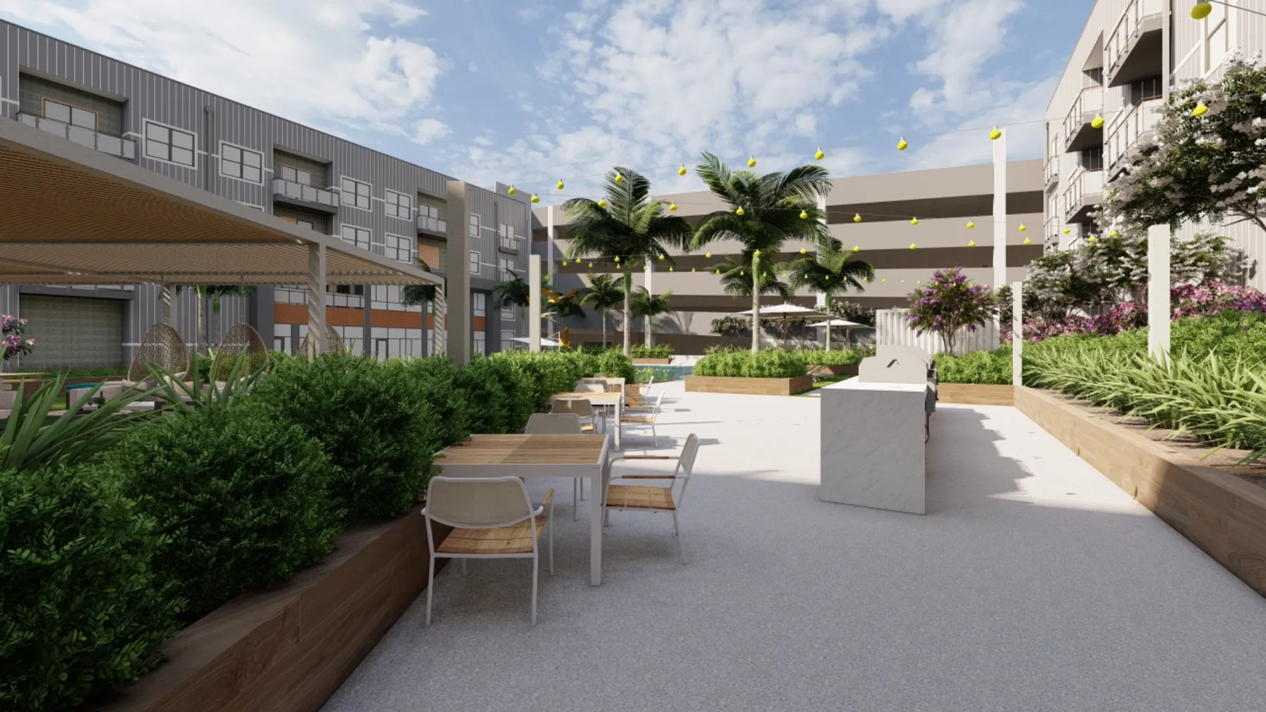 Urban Mixed-Use, grill and dining terrace (concept rendering)