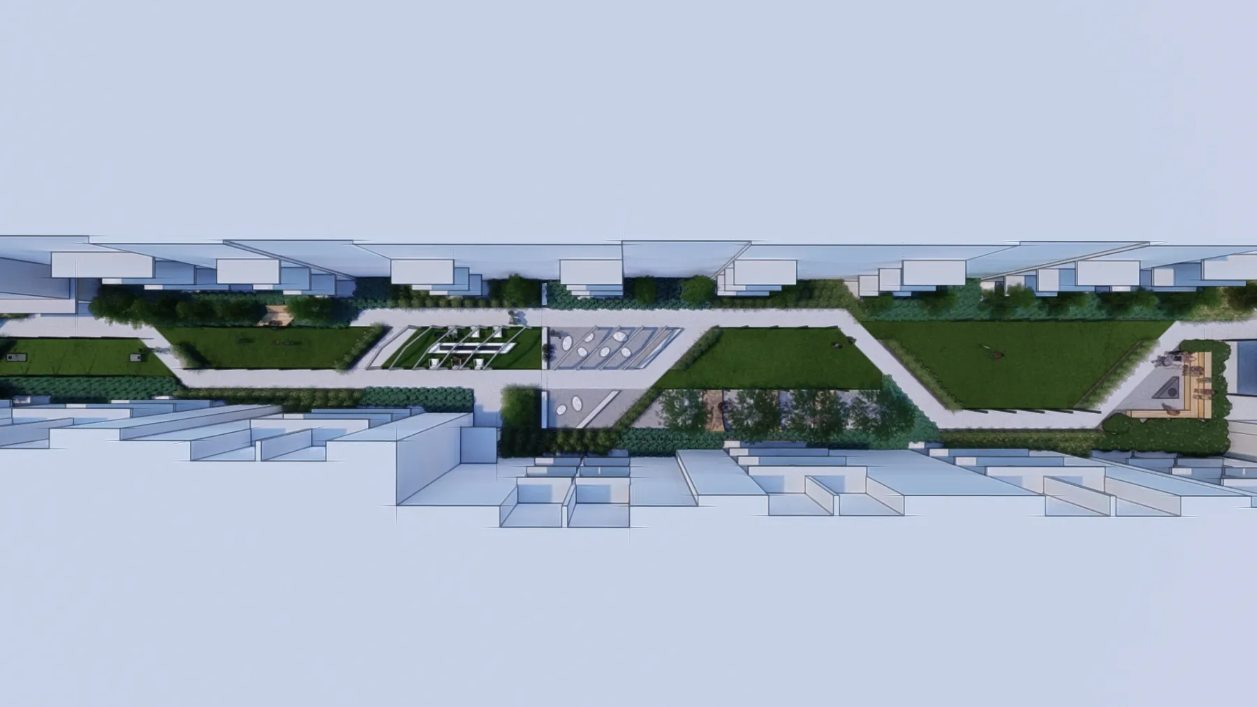 Van Winkle Crossing, greenway from above (concept rendering)