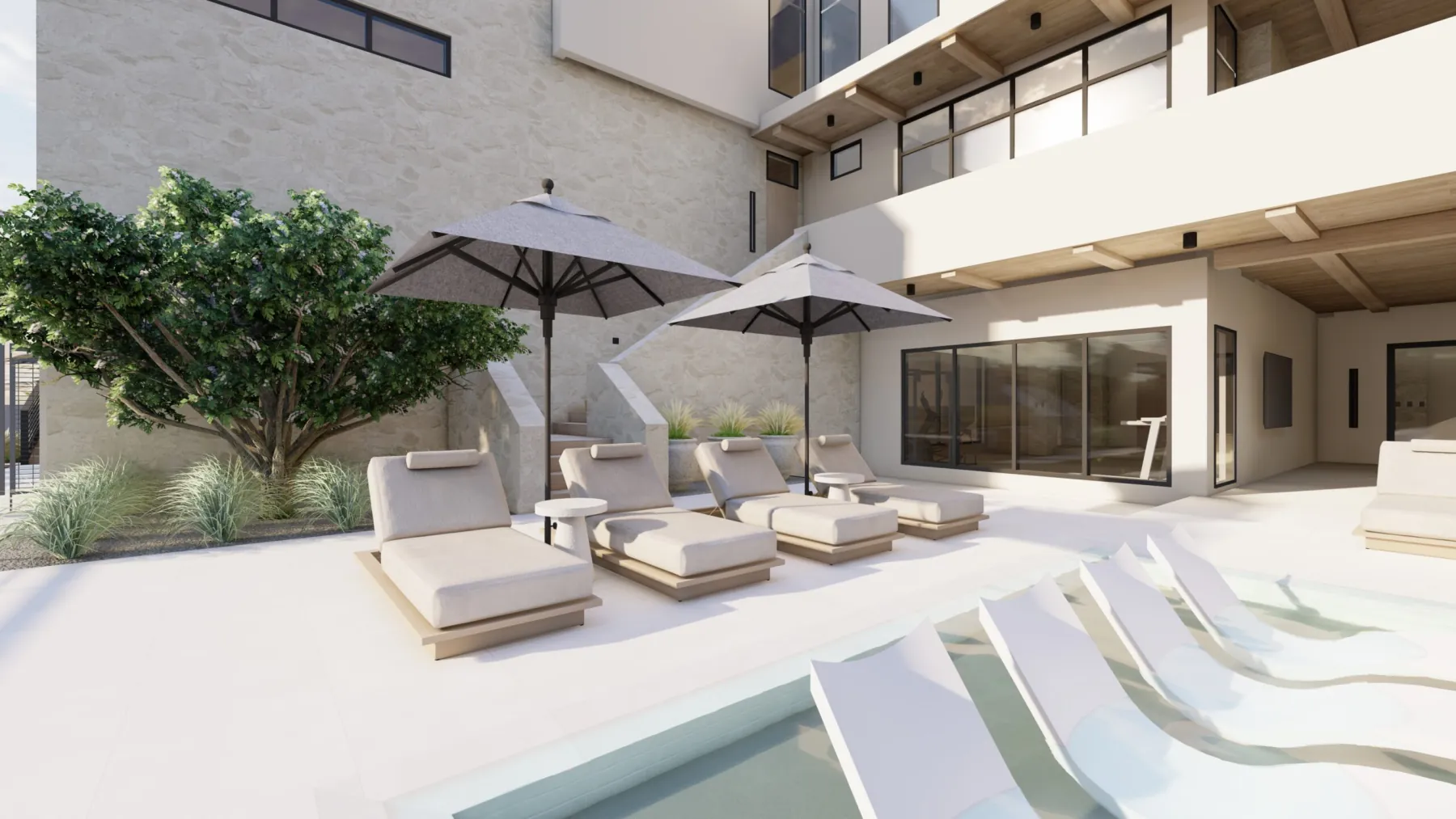 Vialetto, pool loungers (concept rendering)
