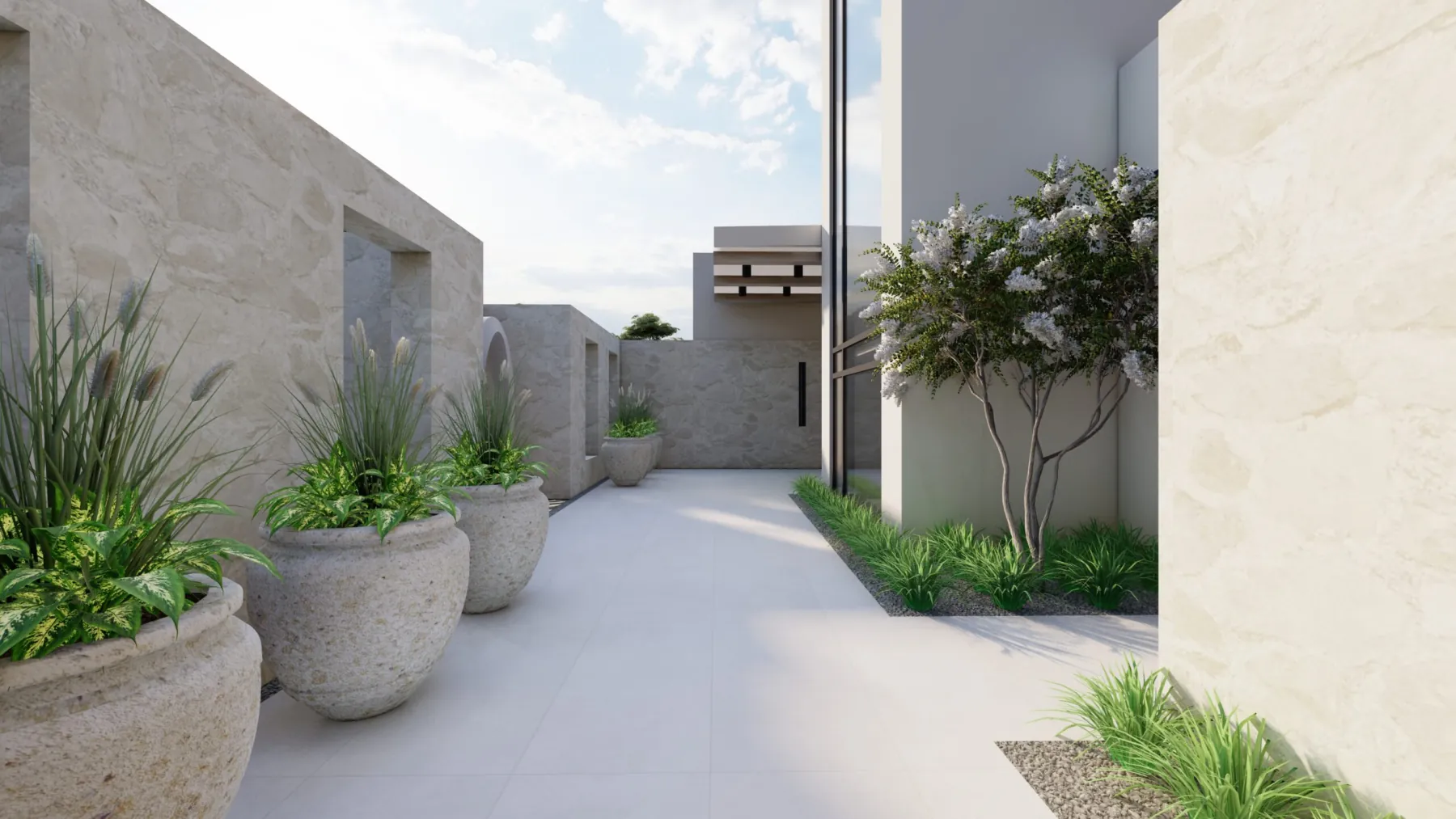Vialetto, front entry courtyard (concept rendering)