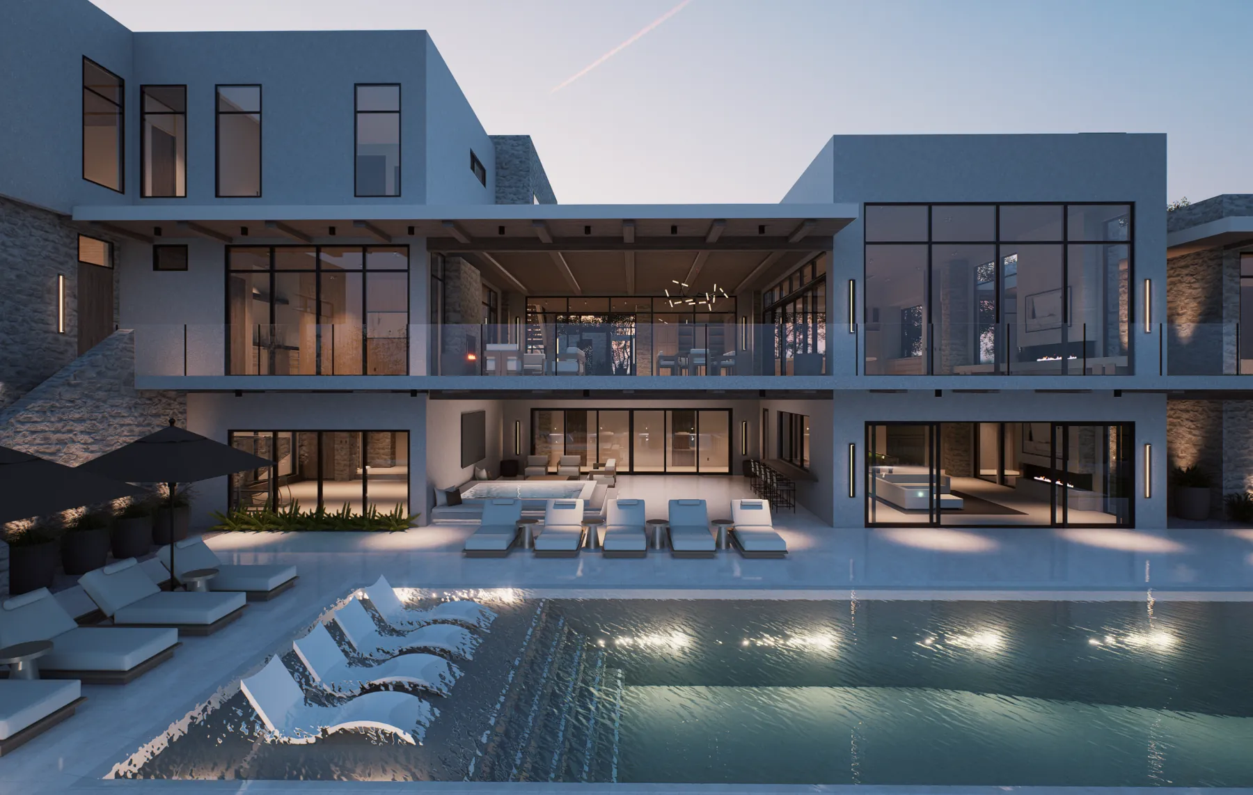 Vialetto, pool at dusk (concept rendering)