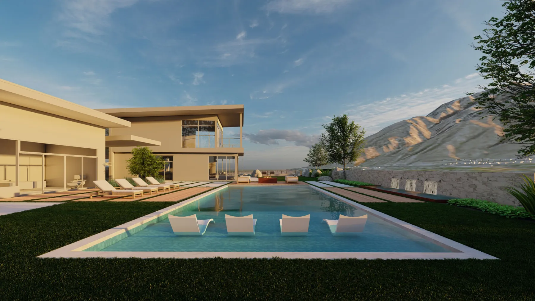 Virginia Hills, pool loungers (concept rendering)