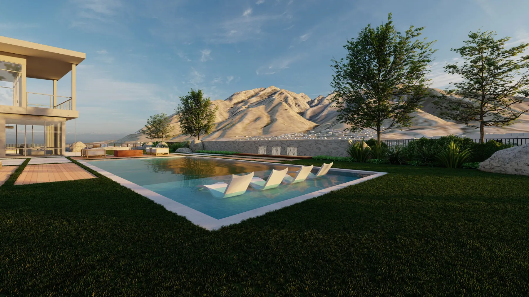 Virginia Hills, pool and water feature wall (concept rendering)