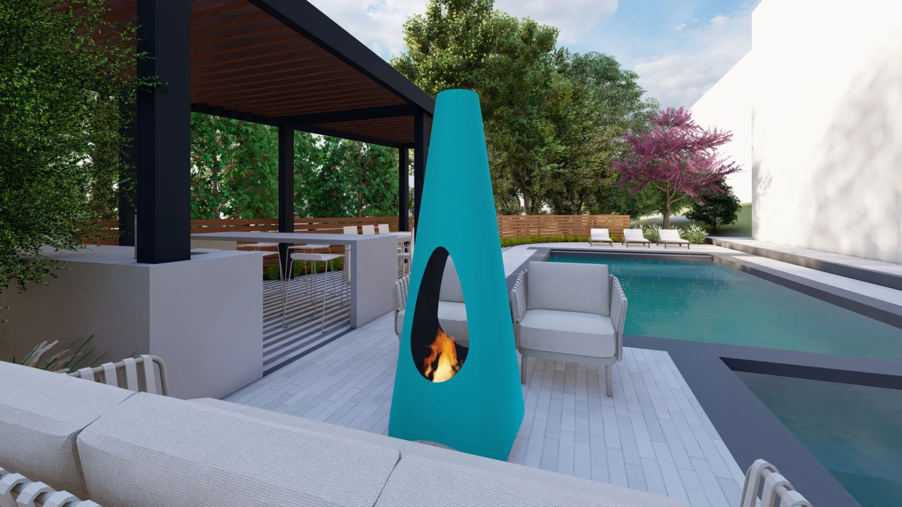 Wallace Lane, fire feature (concept rendering)