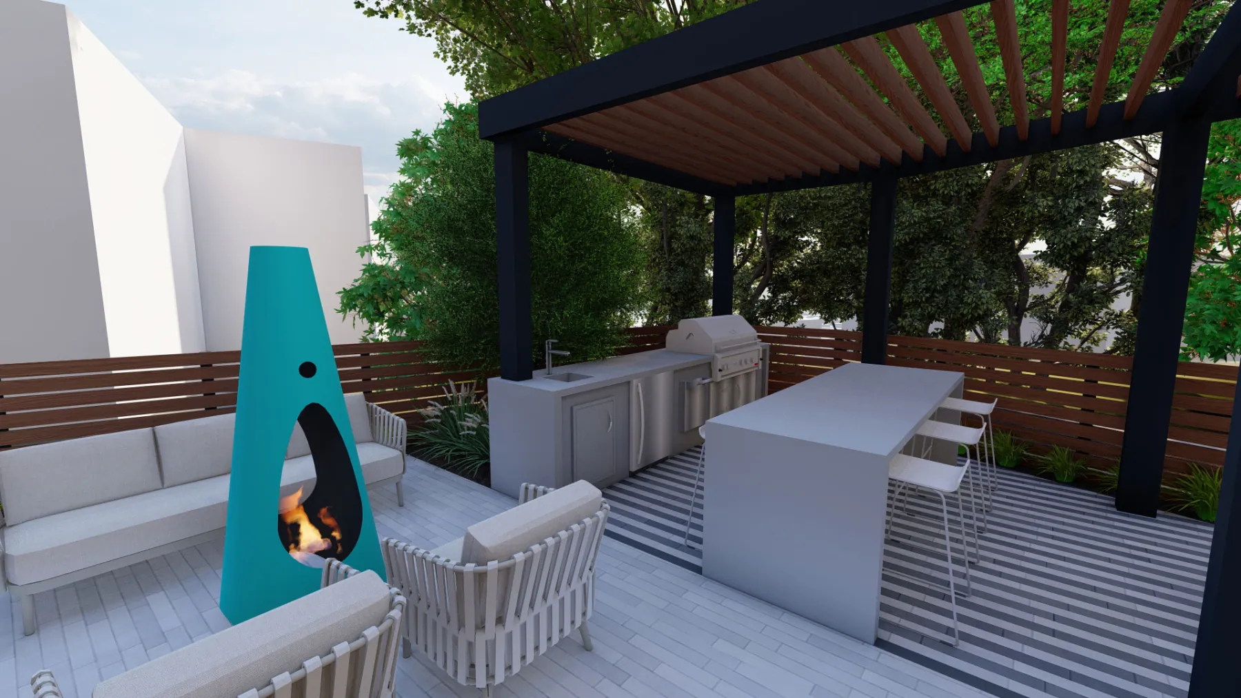 Wallace Lane, outdoor kitchen (concept rendering)